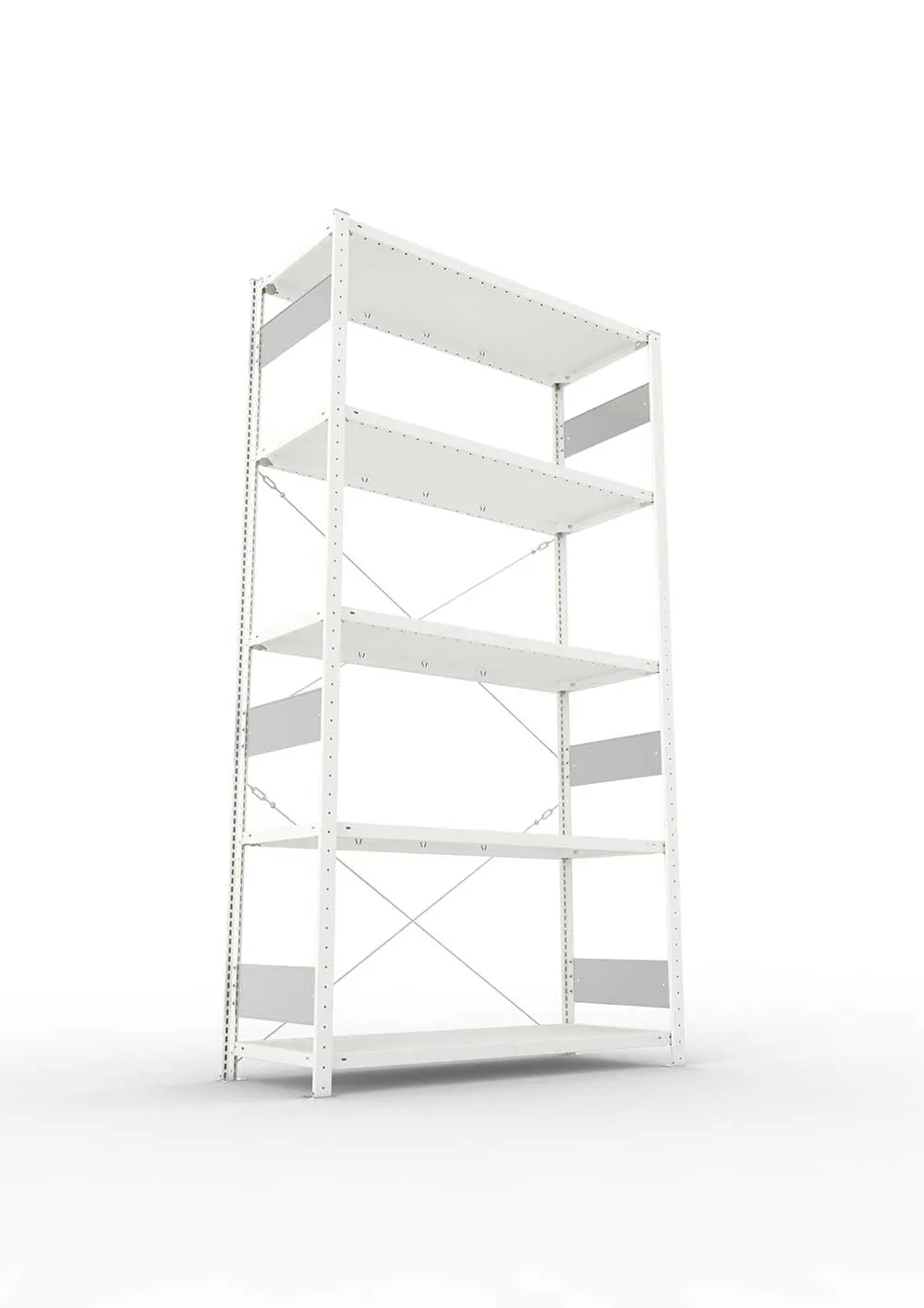 Metallregal Pro-Flex Stecksystem Grundregal – 250×130×50 cm, 230 kg, RAL 7035, 5 Böden