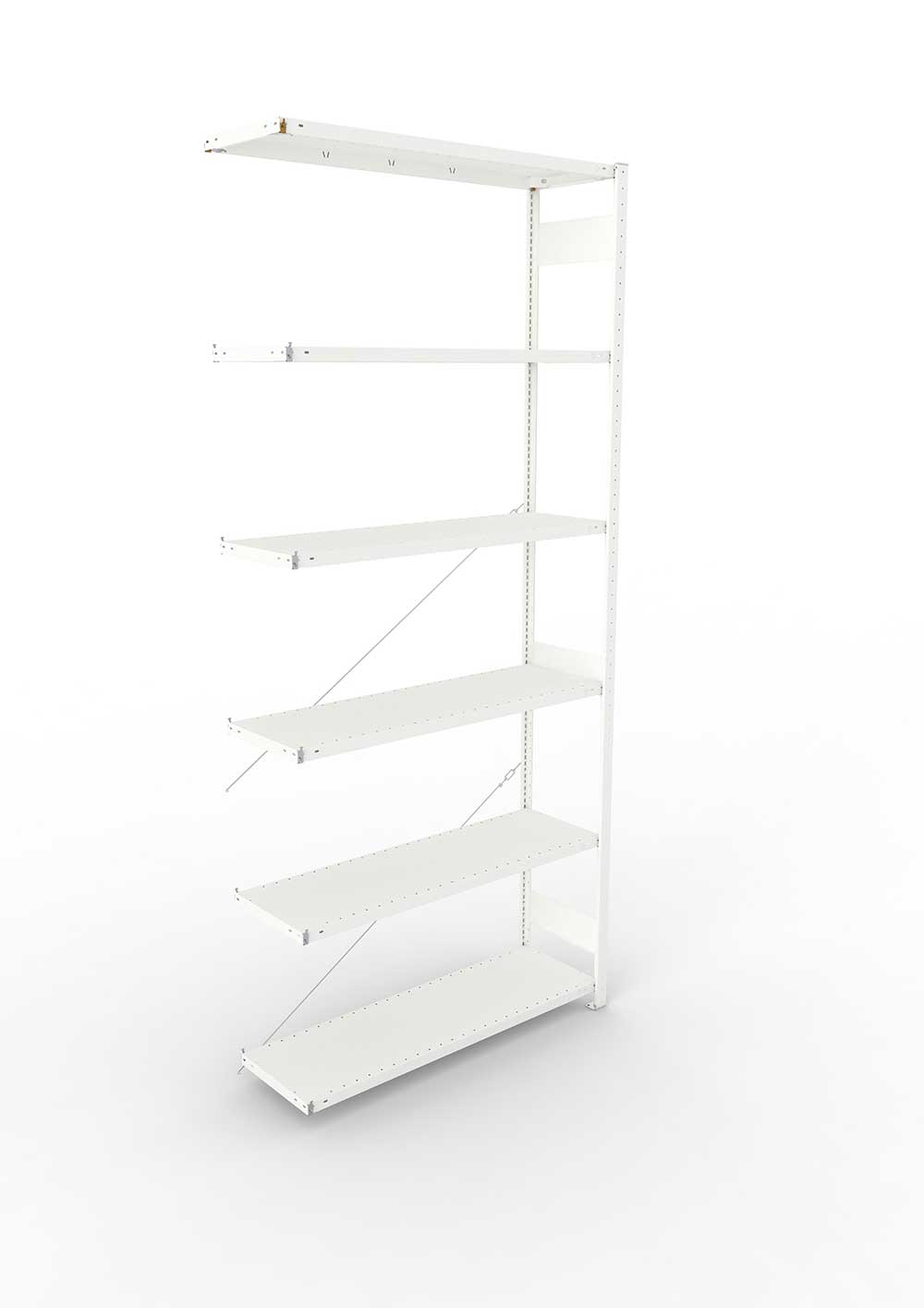 Metallregal Pro-Max Stecksystem Anbauregal – 300×130×40 cm, 230 kg, RAL 7035, 6 Böden