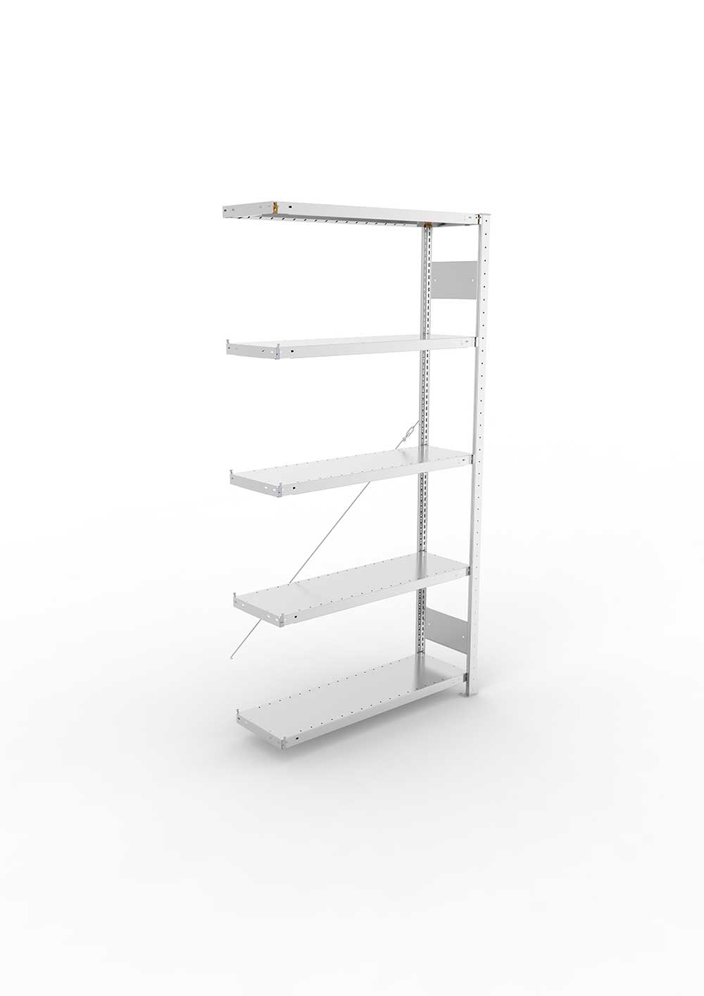 Metallregal Pro-Flex Stecksystem Anbauregal – 200×100×30 cm, 230 kg, verzinkt, 5 Böden