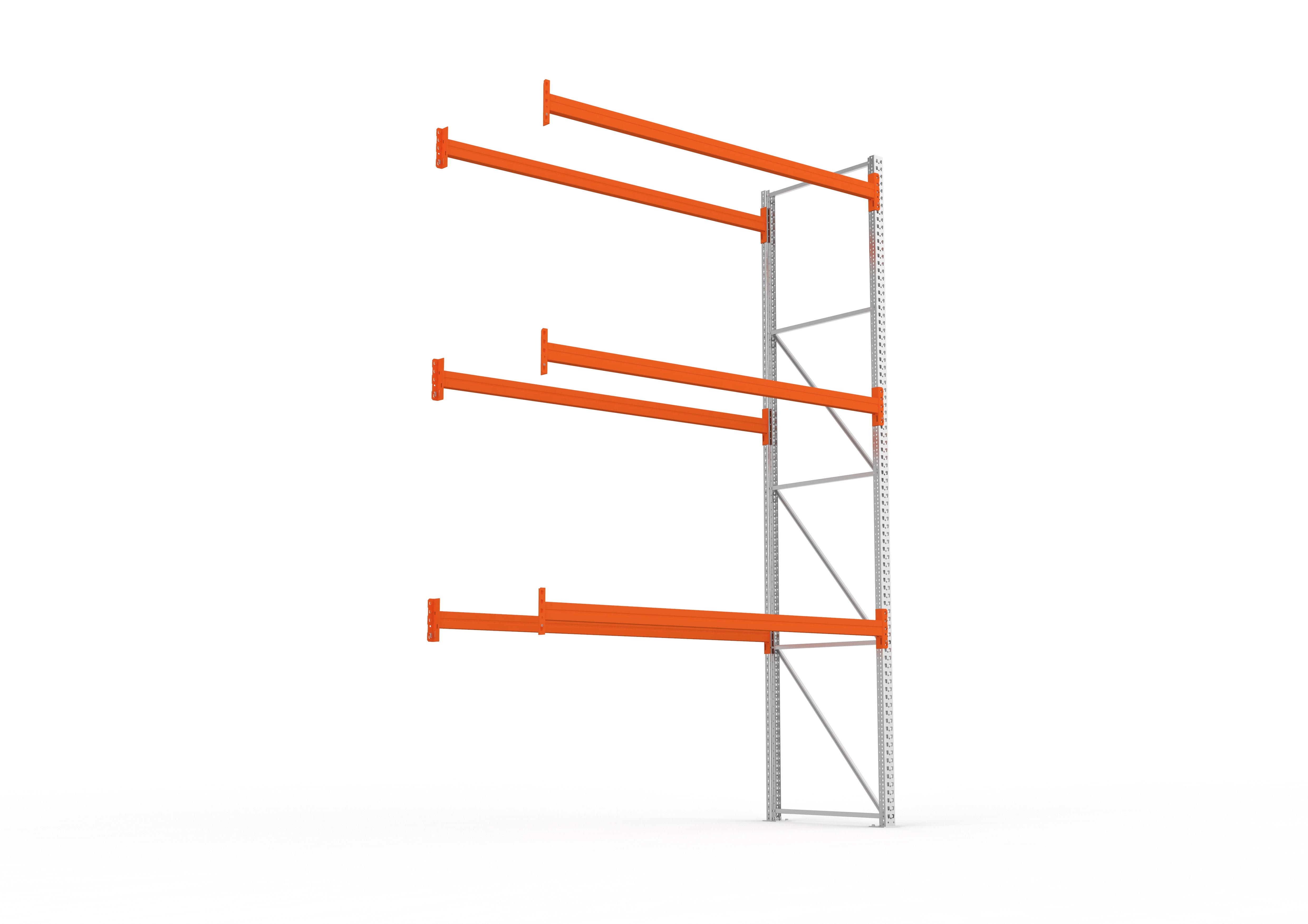 Palettenregal Anbaumodul – 440×278×110 cm, bis 800 kg, 4 Ebenen