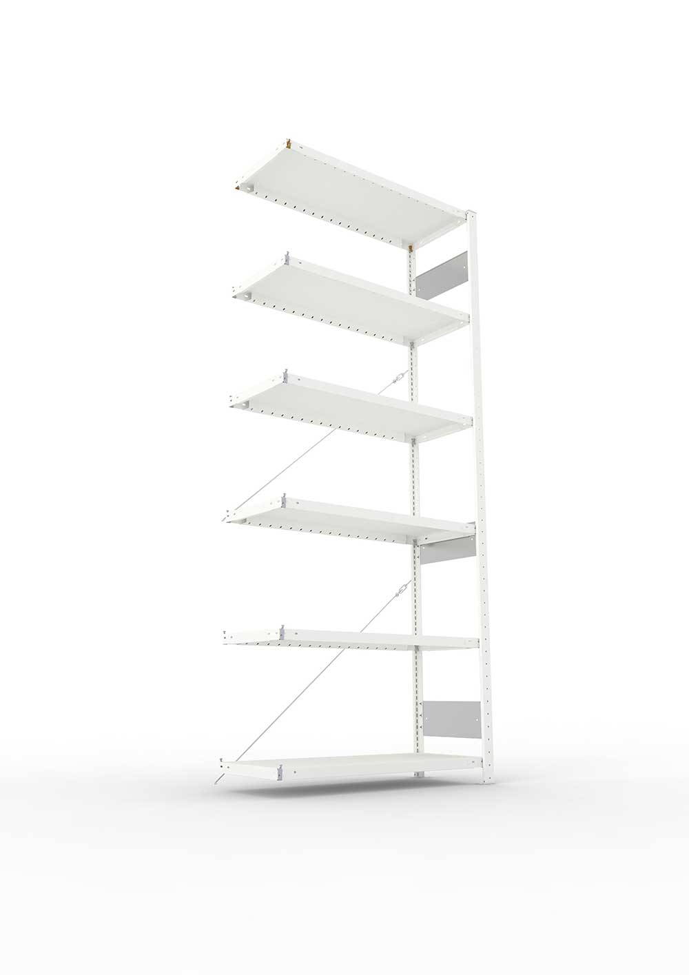 Metallregal Pro-Flex Stecksystem Anbauregal – 250×100×40 cm, 230 kg, RAL 7035, 6 Böden