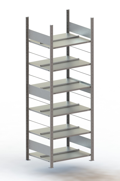 Büroregal Pro-Flex Stecksystem Grundregal – 220×75×60 cm, verzinkt, doppelseitig