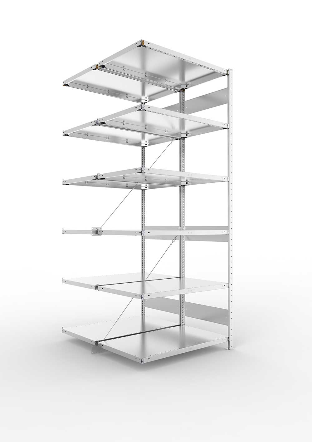 Metallregal Pro-Max Stecksystem Doppelanbauregal – 250×100×60 cm, 150 kg, verzinkt