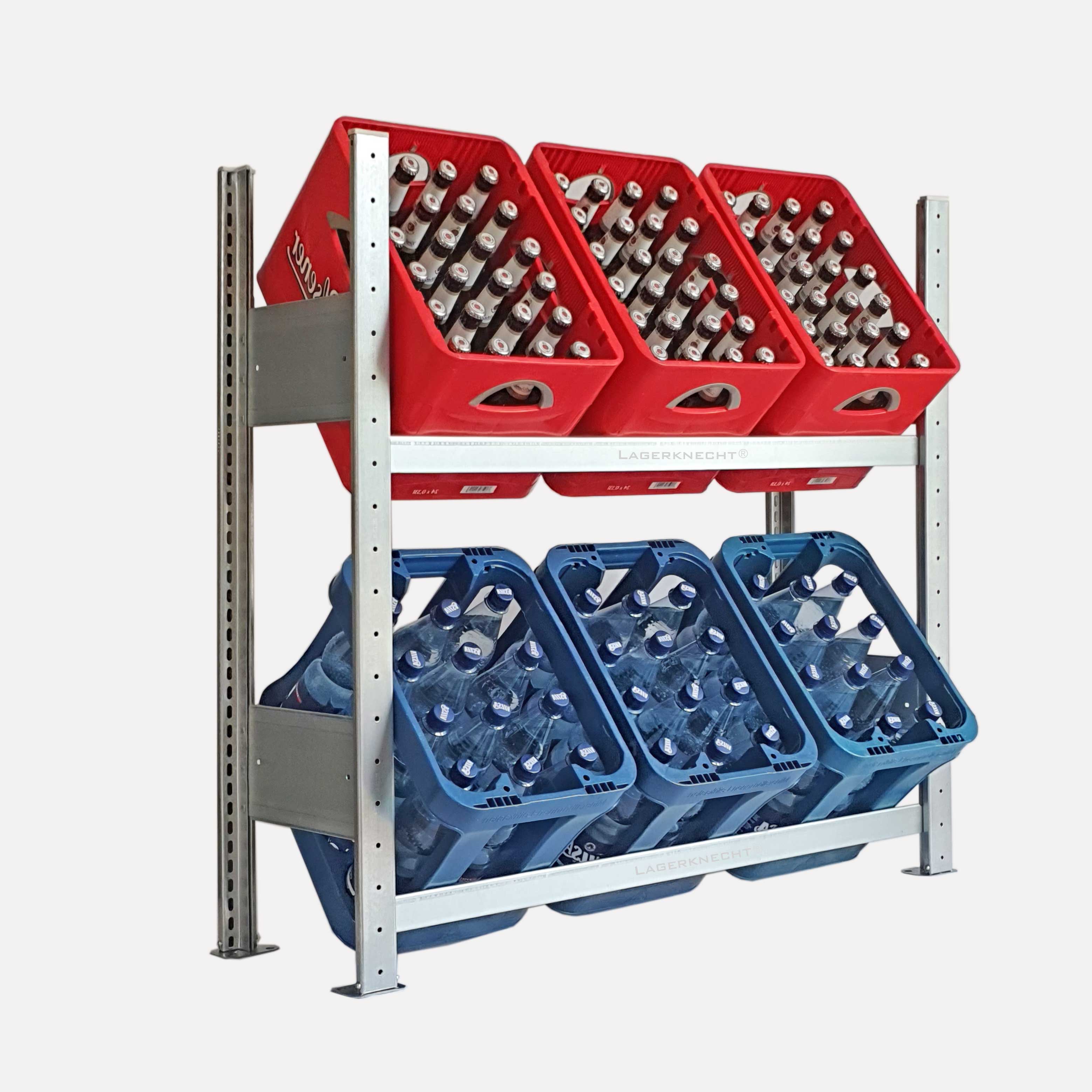 Wasserkistenregal 100×100 cm – mit Fachboden, Anbauregal, verzinkt
