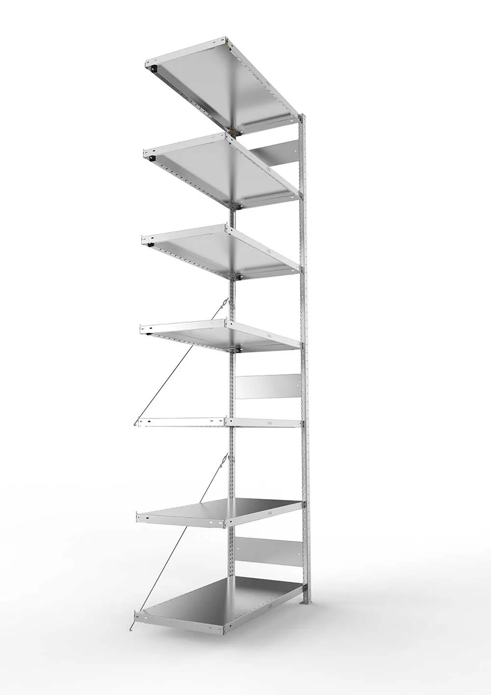 Metallregal Pro-Max Stecksystem Anbauregal – 300×100×50 cm, 230 kg, verzinkt, 7 Böden