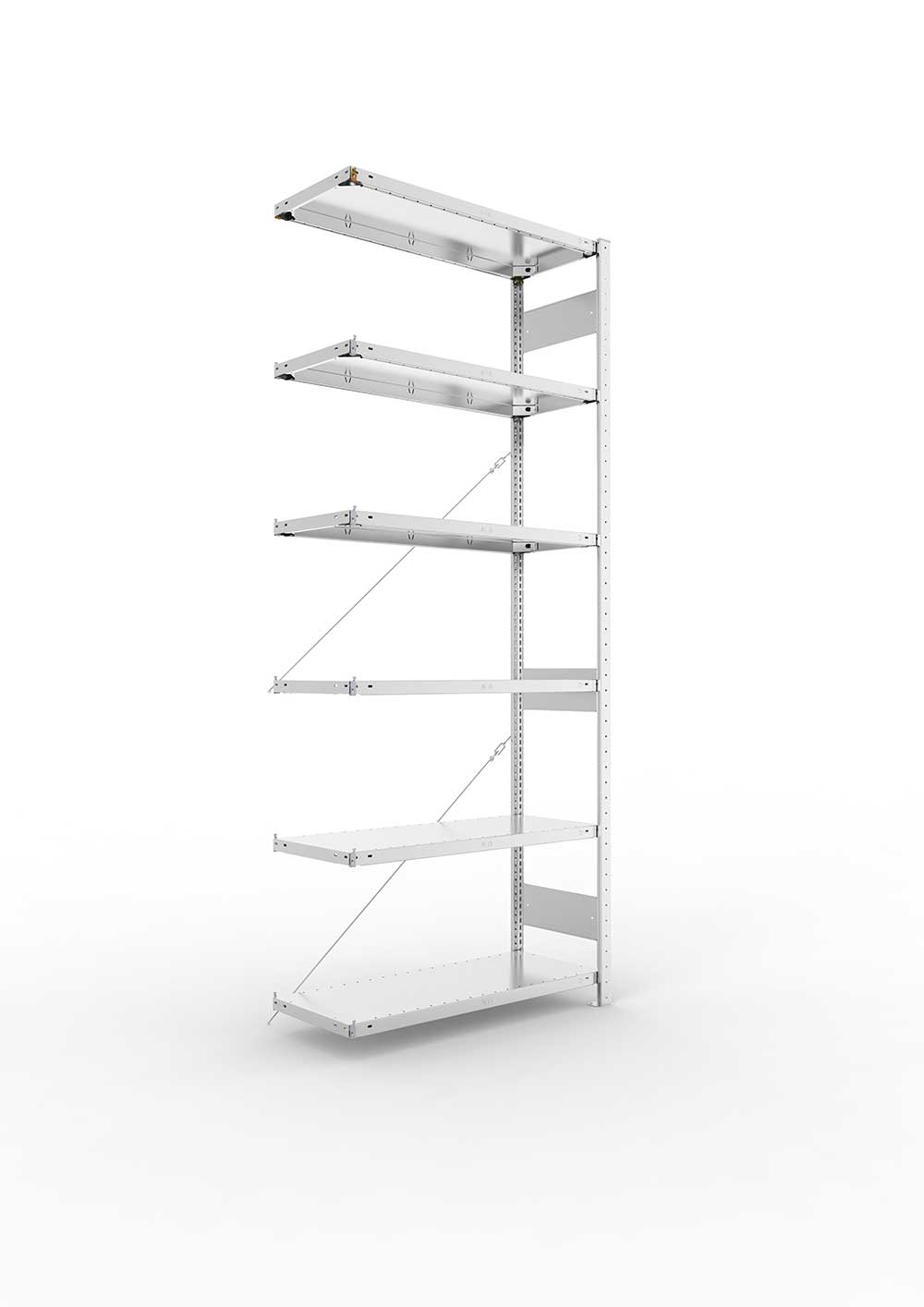 Metallregal Pro-Max Stecksystem Anbauregal – 250×100×40 cm, 150 kg, verzinkt, 6 Böden