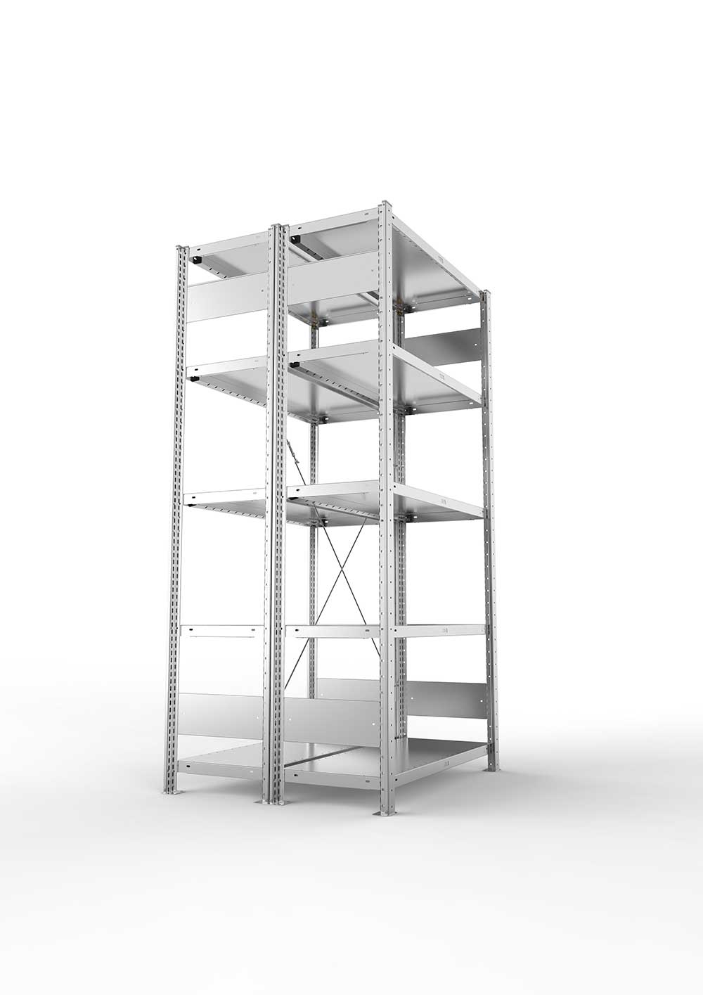 Metallregal Pro-Max Stecksystem Doppelgrundregal – 200×100×40 cm, 230 kg, verzinkt