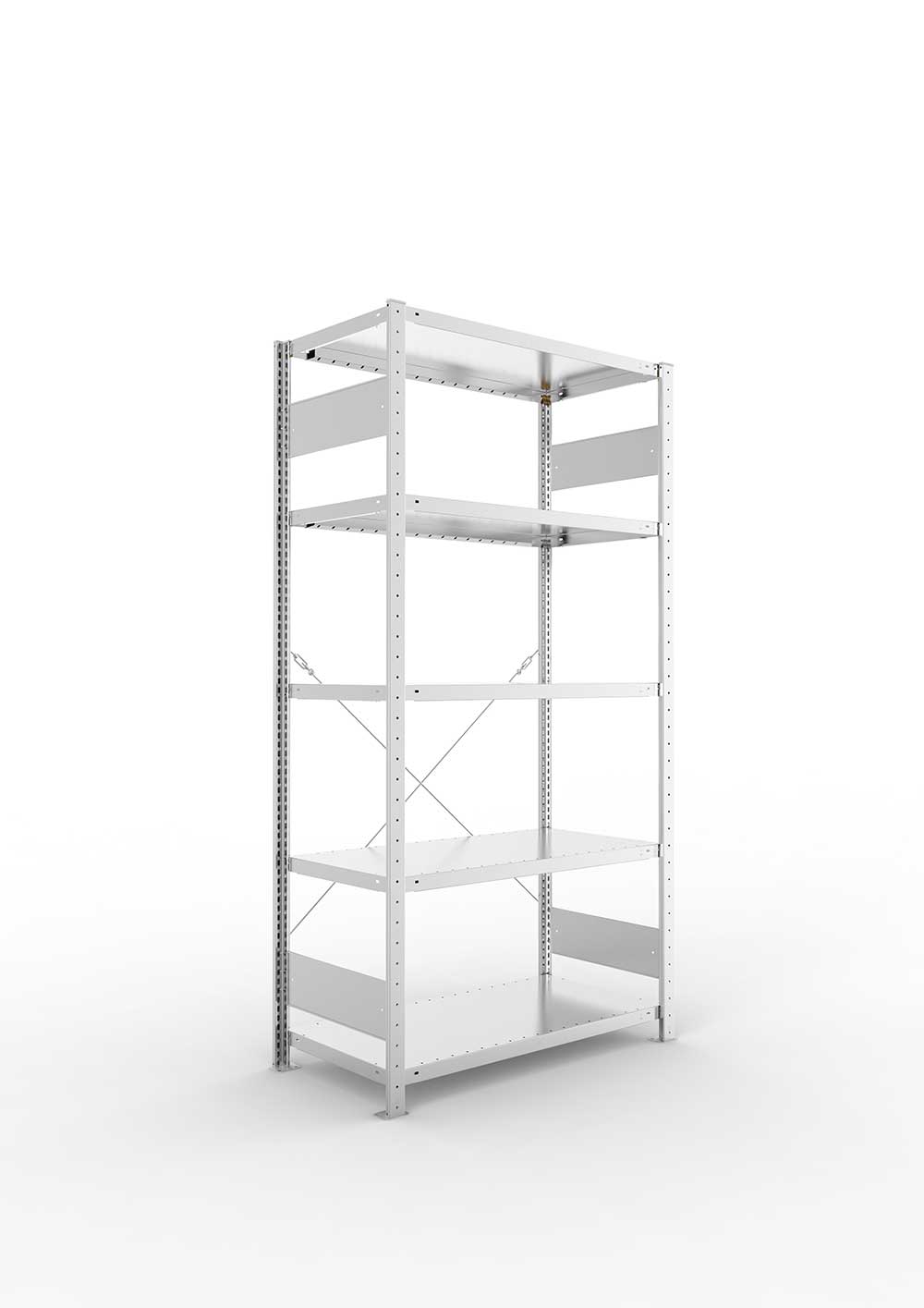 Metallregal Pro-Flex Stecksystem Grundregal – 200×100×50 cm, 230 kg, verzinkt, 5 Böden