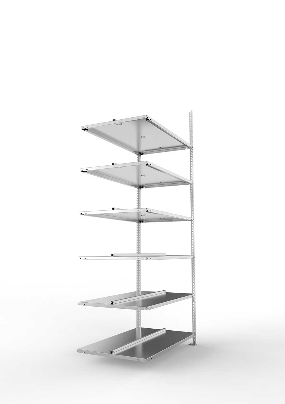 Büroregal Pro Schraubsystem Anbauregal – 220×100×60 cm, verzinkt, doppelseitig