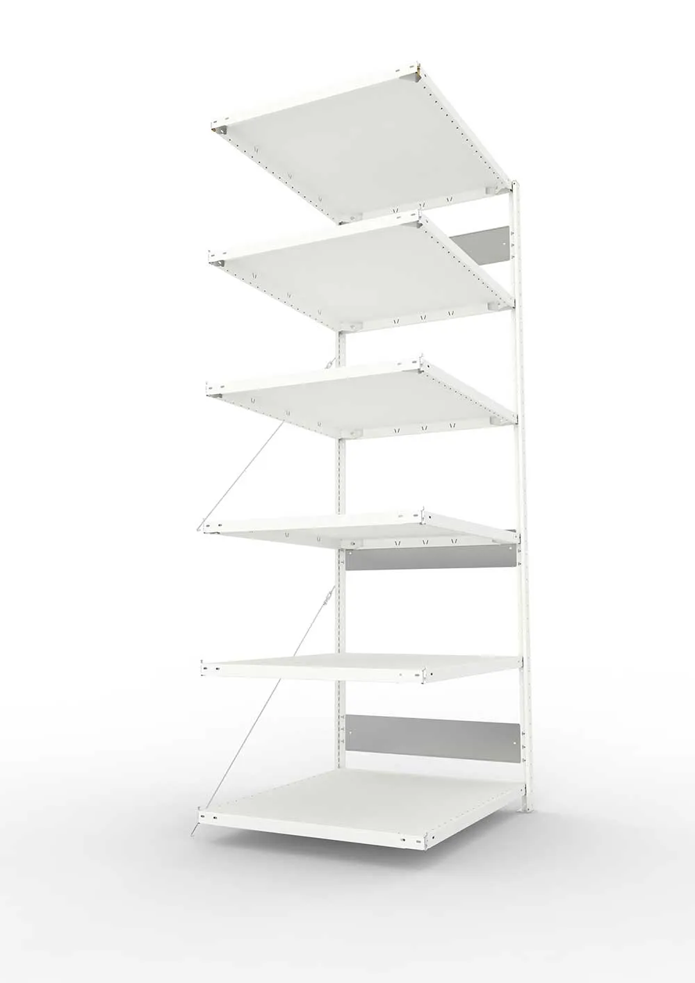 Metallregal Pro-Flex Stecksystem Anbauregal – 250×100×80 cm, 230 kg, RAL 7035, 6 Böden