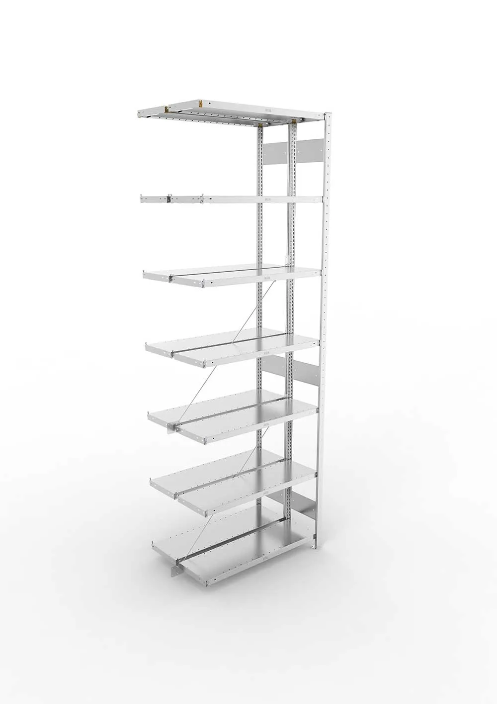 Metallregal Pro-Max Stecksystem Doppelanbauregal – 300×100×30 cm, 230 kg, verzinkt