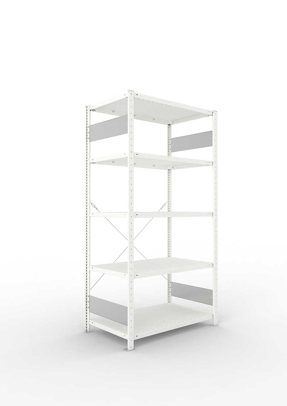 Metallregal Pro-Flex Stecksystem Grundregal – 200×100×60 cm, 150 kg, RAL 7035, 5 Böden