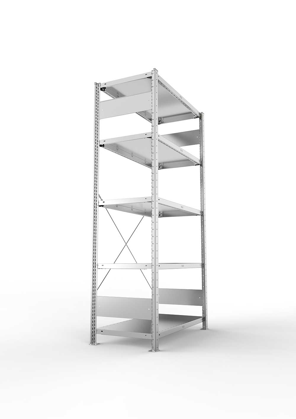 Metallregal Pro-Max Stecksystem Grundregal – 200×100×50 cm, 150 kg, verzinkt, 5 Böden