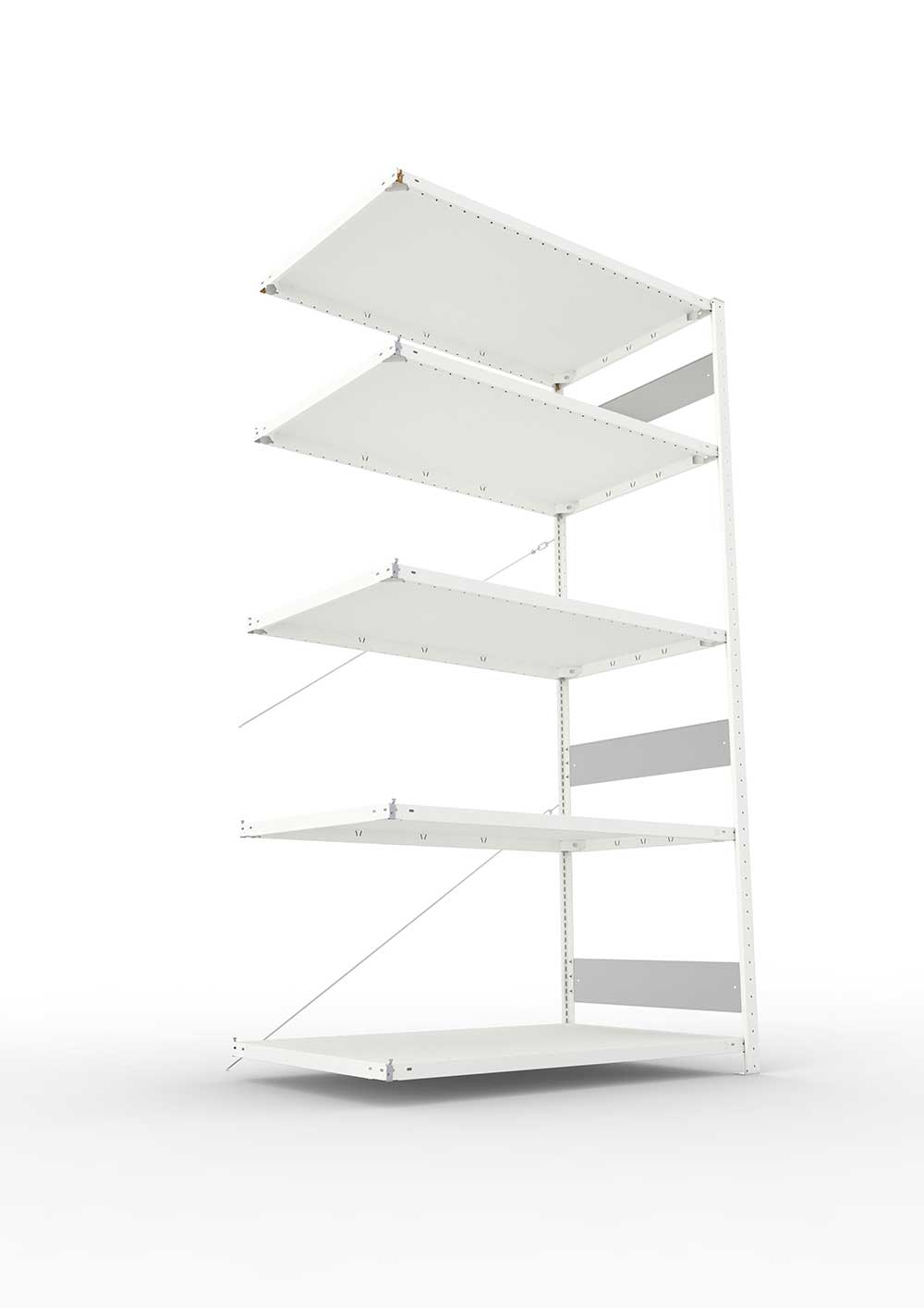 Metallregal Pro-Flex Stecksystem Anbauregal – 250×130×80 cm, 230 kg, RAL 7035, 5 Böden