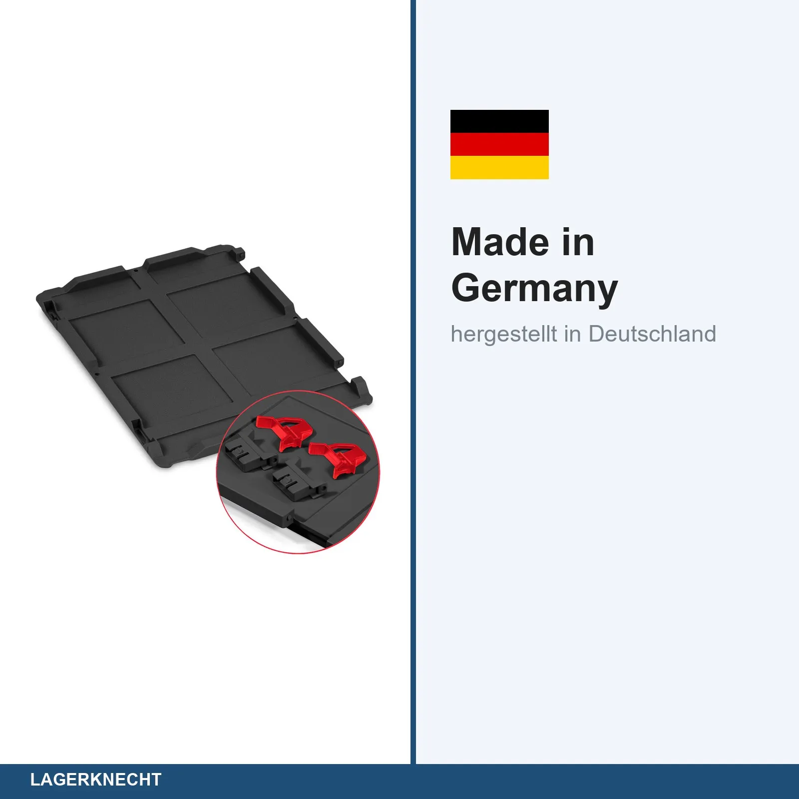 Scharnierdeckel Set 400 x 300 für Eurobox NextGen 2.0 Cycle - Anthrazit - inkl. 2 rote Schiebeschnappverschlüsse