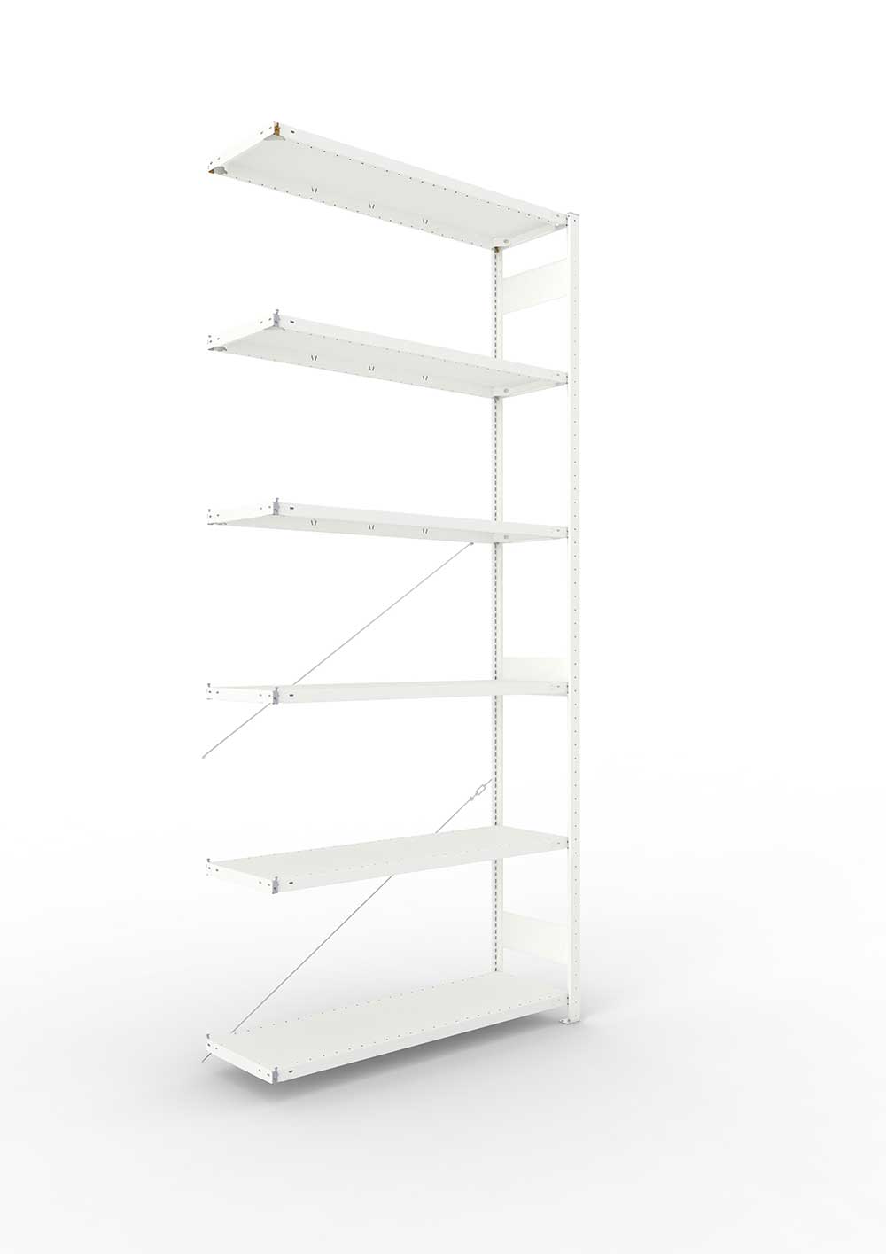 Metallregal Pro-Max Stecksystem Anbauregal – 300×130×40 cm, 230 kg, RAL 7035, 6 Böden