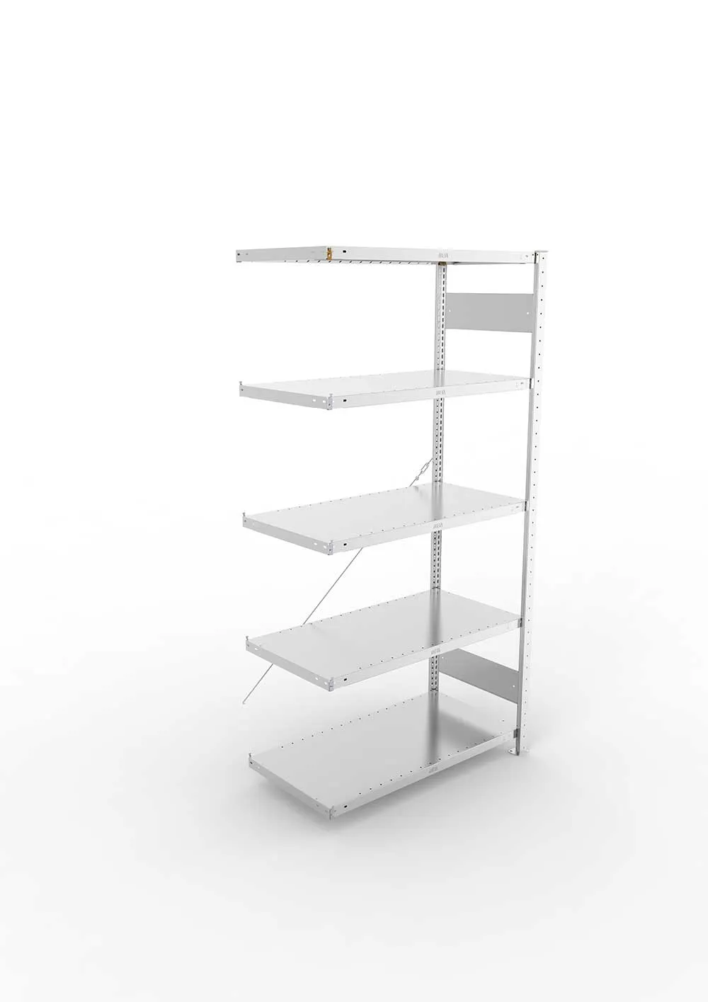 Metallregal Pro-Max Stecksystem Anbauregal – 200×100×50 cm, 230 kg, verzinkt, 5 Böden