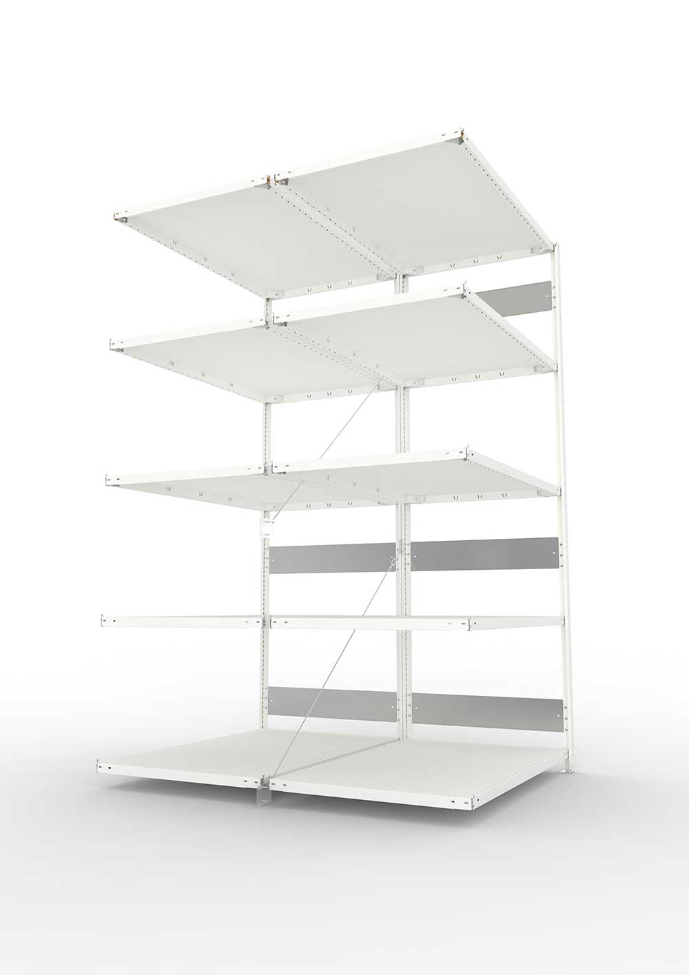 Metallregal Pro-Flex Stecksystem Doppelanbauregal – 250×130×80 cm, 230 kg, RAL 7035