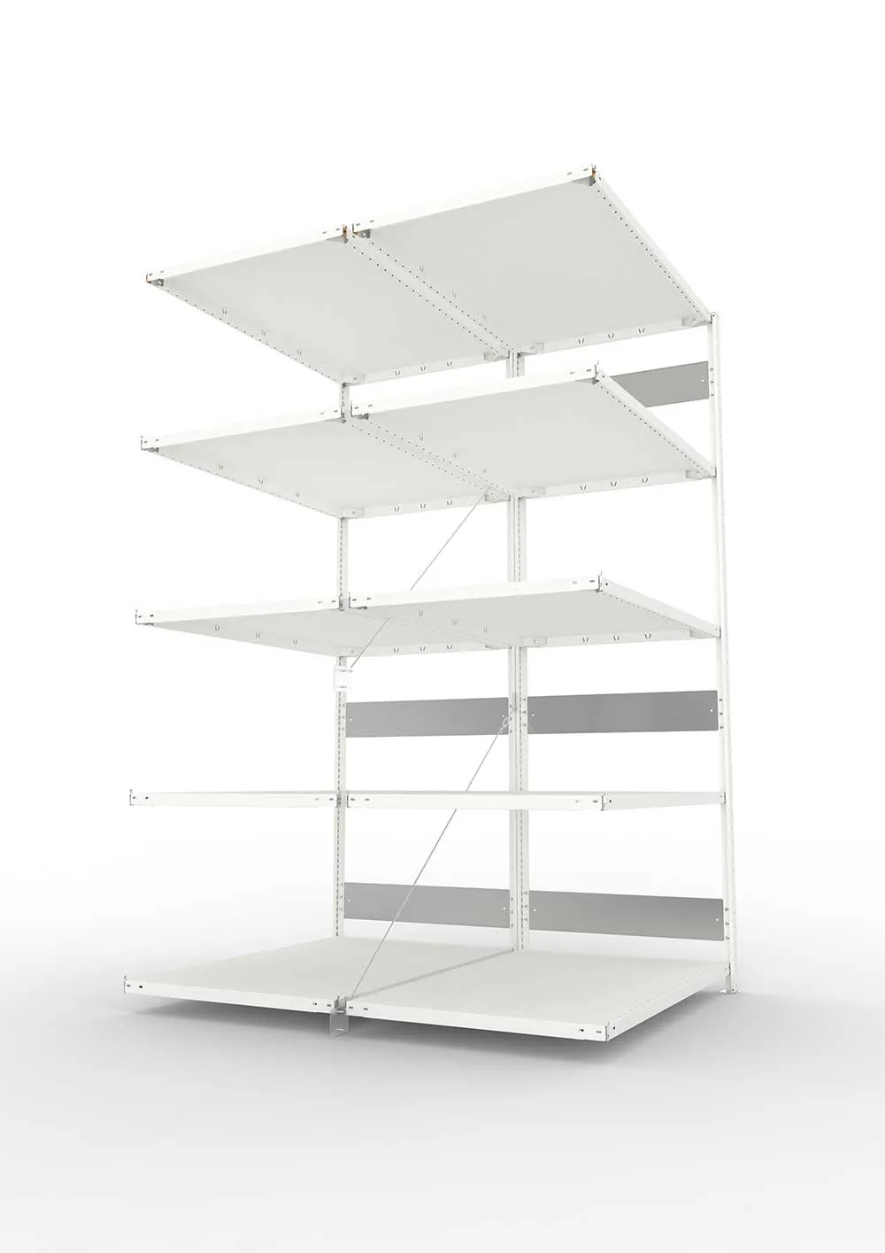Metallregal Pro-Flex Stecksystem Doppelanbauregal – 250×130×80 cm, 230 kg, RAL 7035