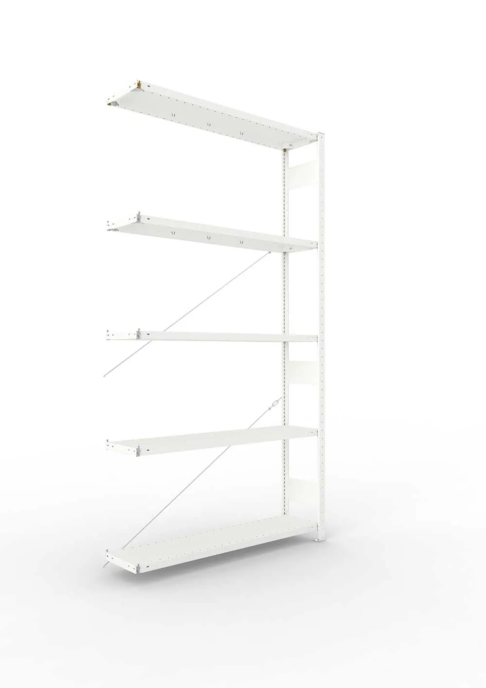 Metallregal Pro-Max Stecksystem Anbauregal – 250×130×30 cm, 230 kg, RAL 7035, 5 Böden