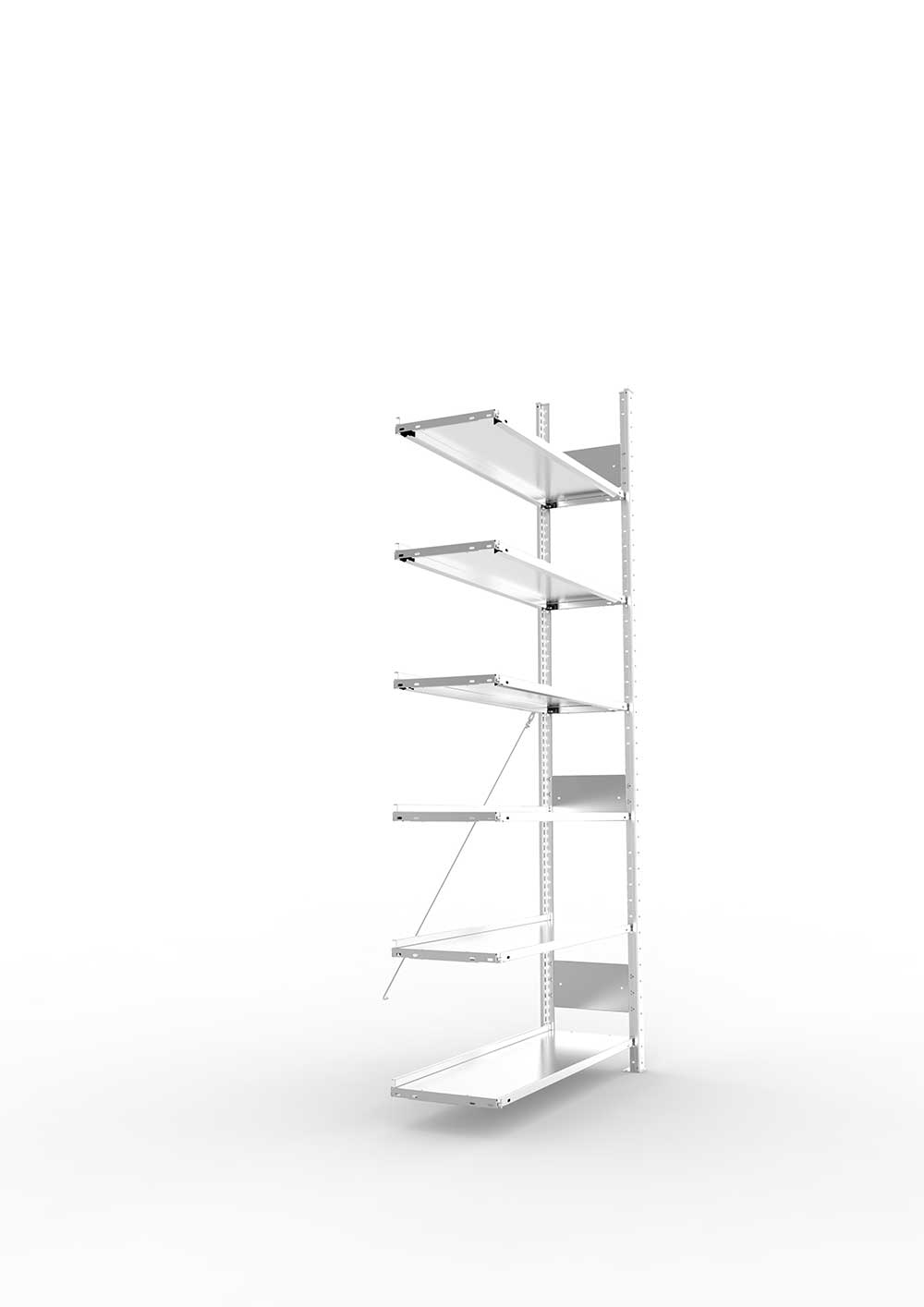 Büroregal Pro-Flex Stecksystem Anbauregal – 220×100×30 cm, verzinkt, einseitig