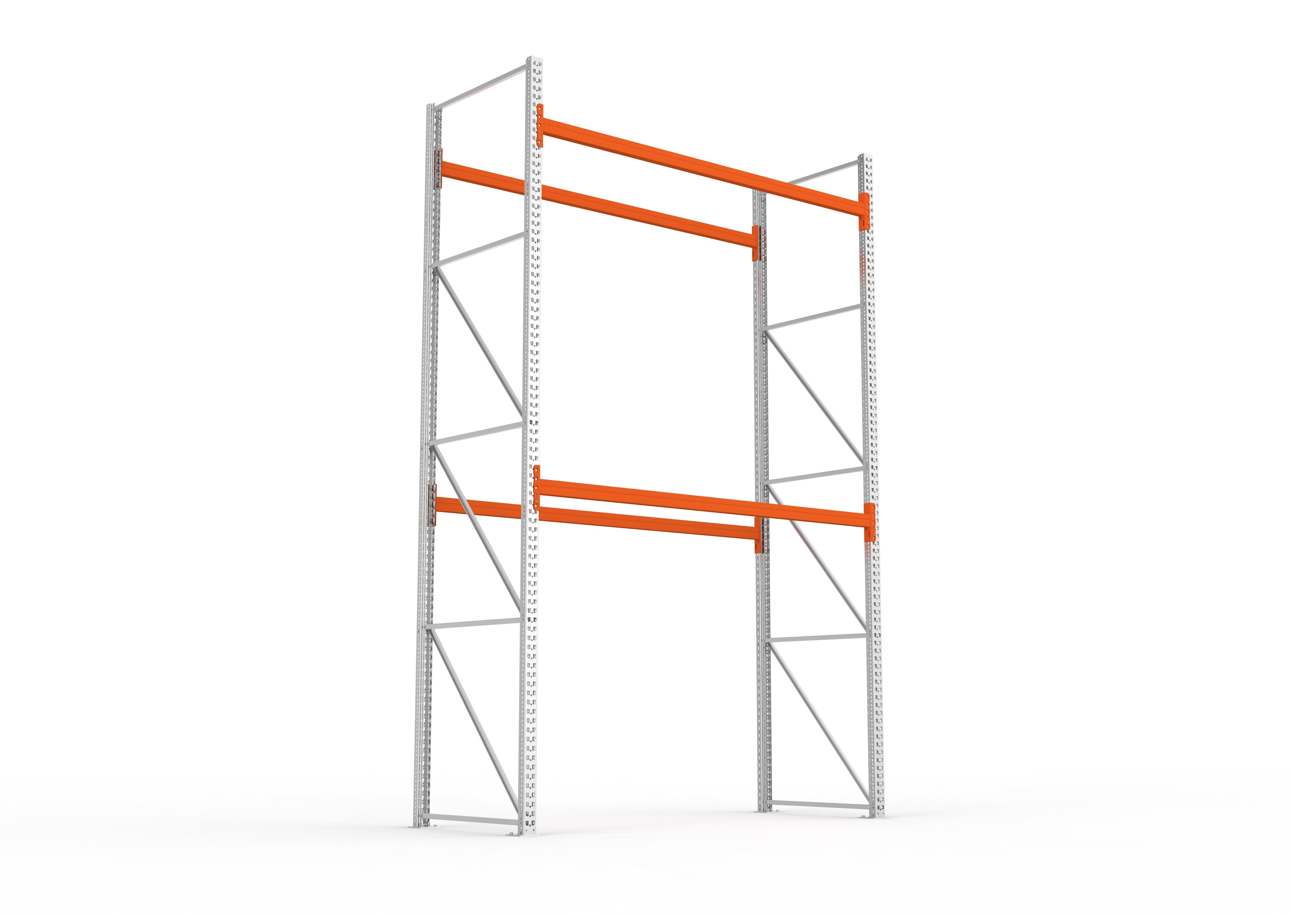 Palettenregal Patronum Grundregal 4400 x 2870 x 1100 bis 500 Kg Palettengewicht vzk / RAL 2001 kpl. mit 3 Lagerebenen ( 1 Feld )