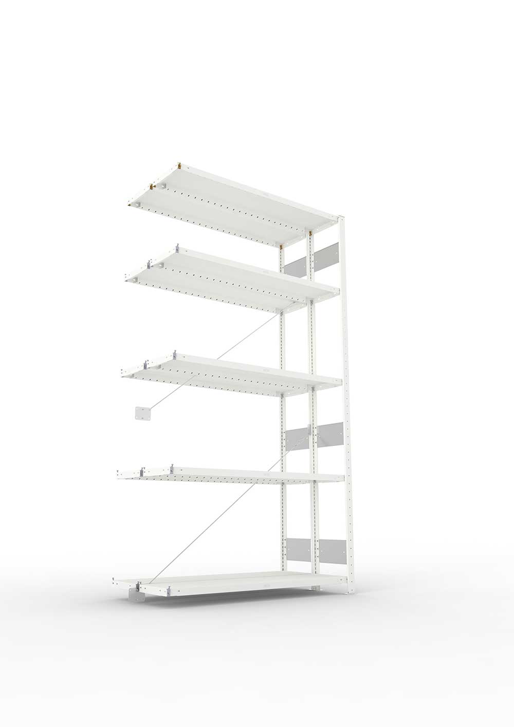 Metallregal Pro-Flex Stecksystem Doppelanbauregal – 250×130×30 cm, 230 kg, RAL 7035