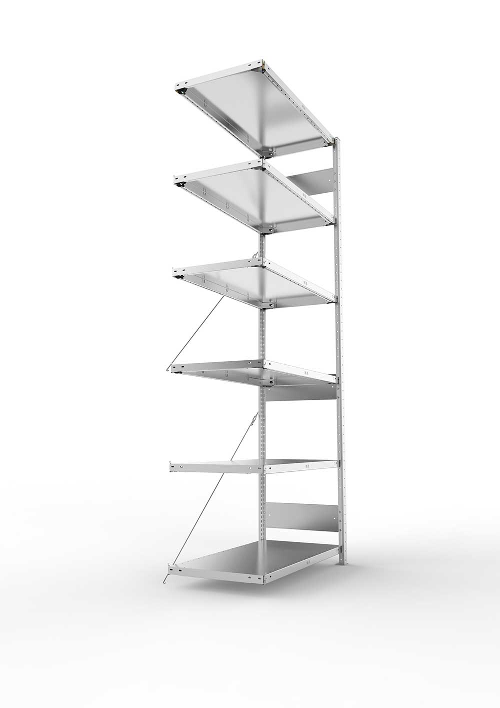 Metallregal Pro-Flex Stecksystem Anbauregal – 250×100×50 cm, 150 kg, verzinkt, 6 Böden