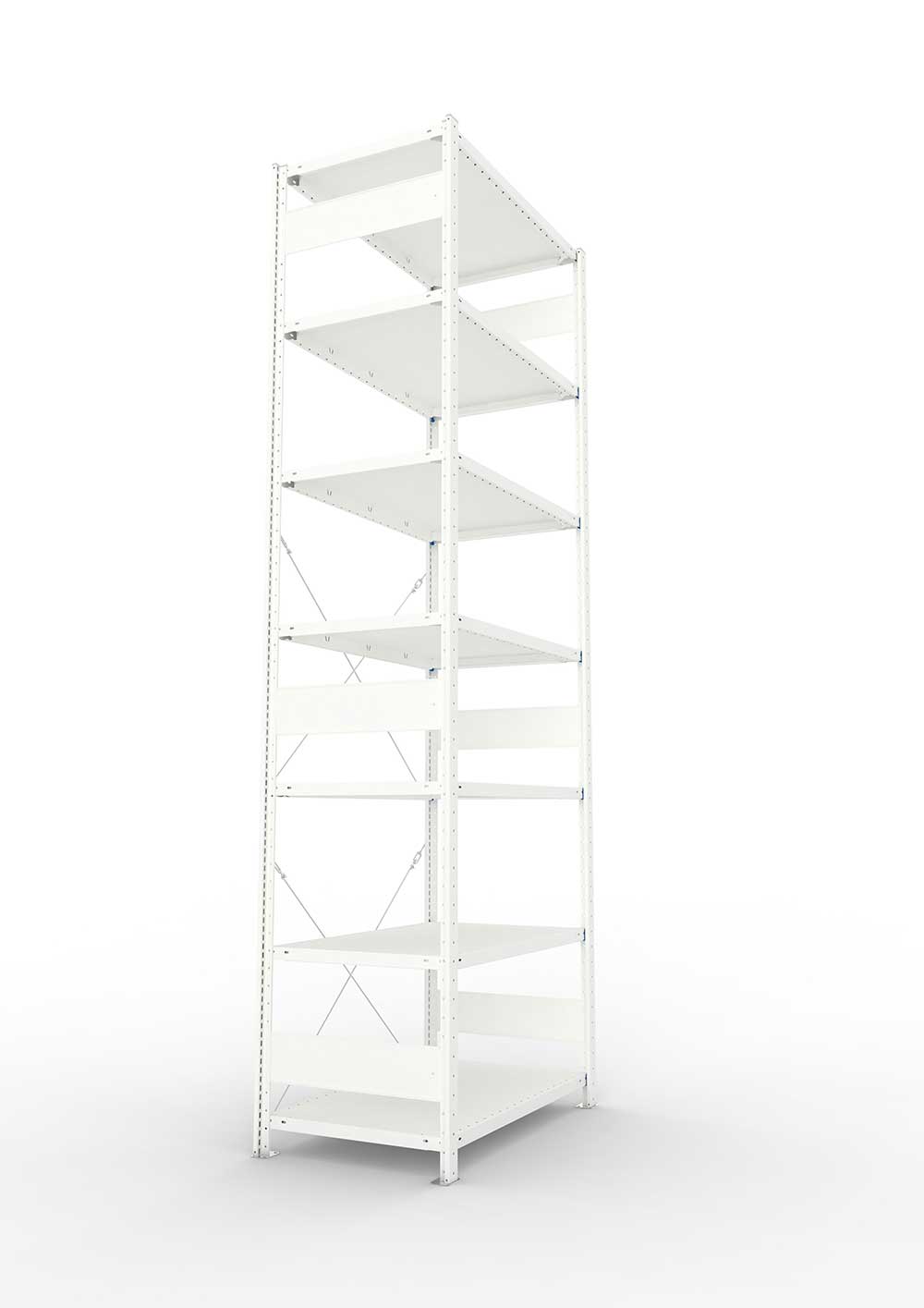 Metallregal Pro-Max Stecksystem Grundregal – 300×100×60 cm, 150 kg, RAL 7035, 7 Böden