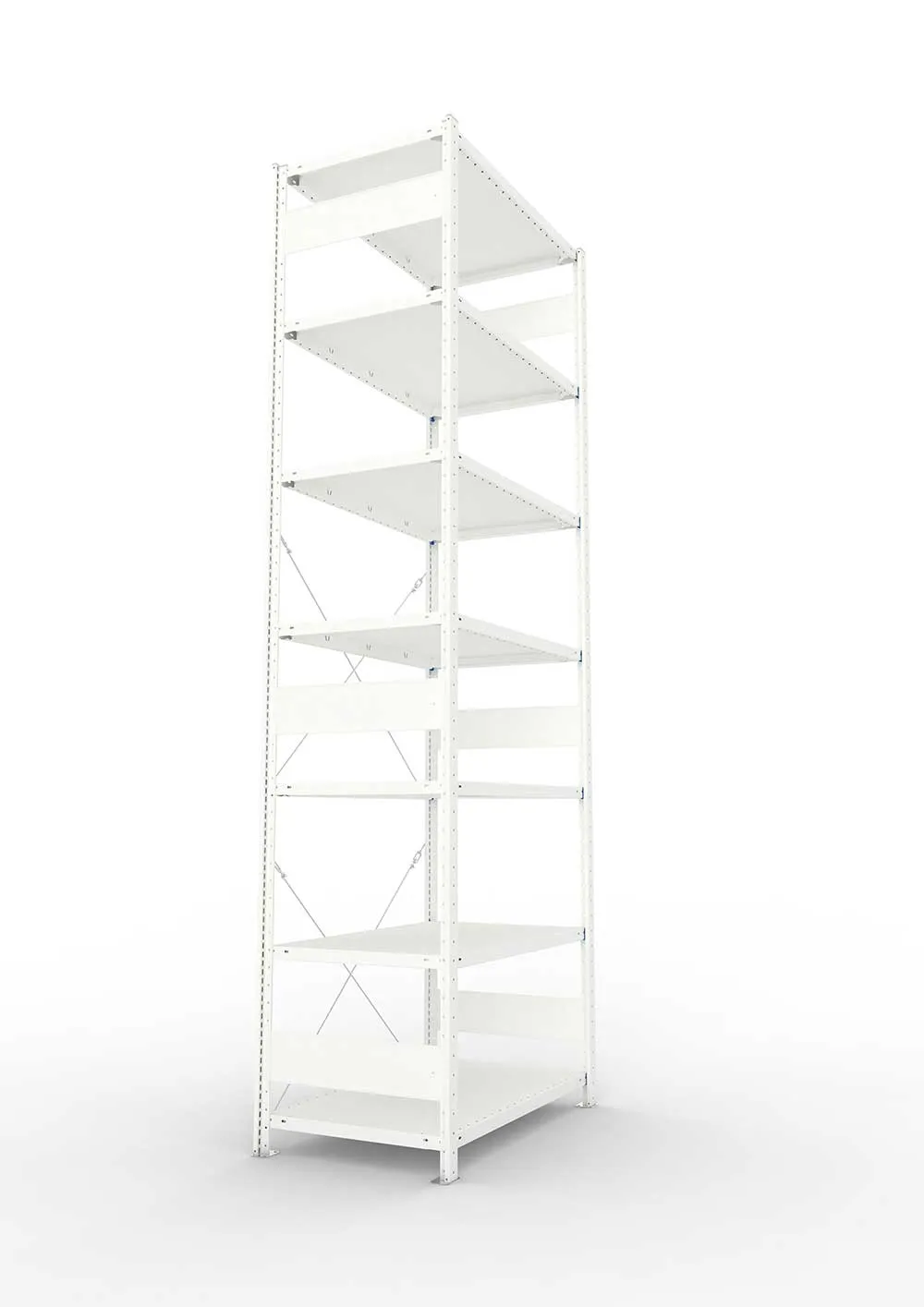 Metallregal Pro-Max Stecksystem Grundregal – 300×100×60 cm, 150 kg, RAL 7035, 7 Böden