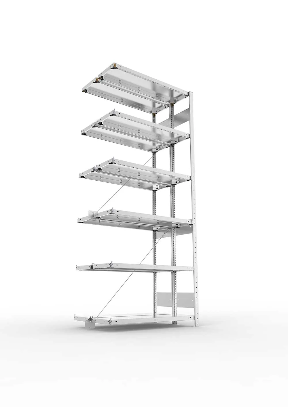 Metallregal Pro-Flex Stecksystem Doppelanbauregal – 250×100×30 cm, 150 kg, verzinkt