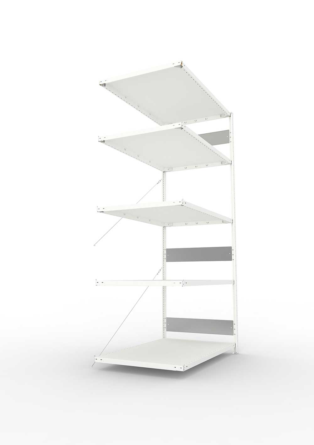 Metallregal Pro-Flex Stecksystem Anbauregal – 250×130×80 cm, 230 kg, RAL 7035, 5 Böden