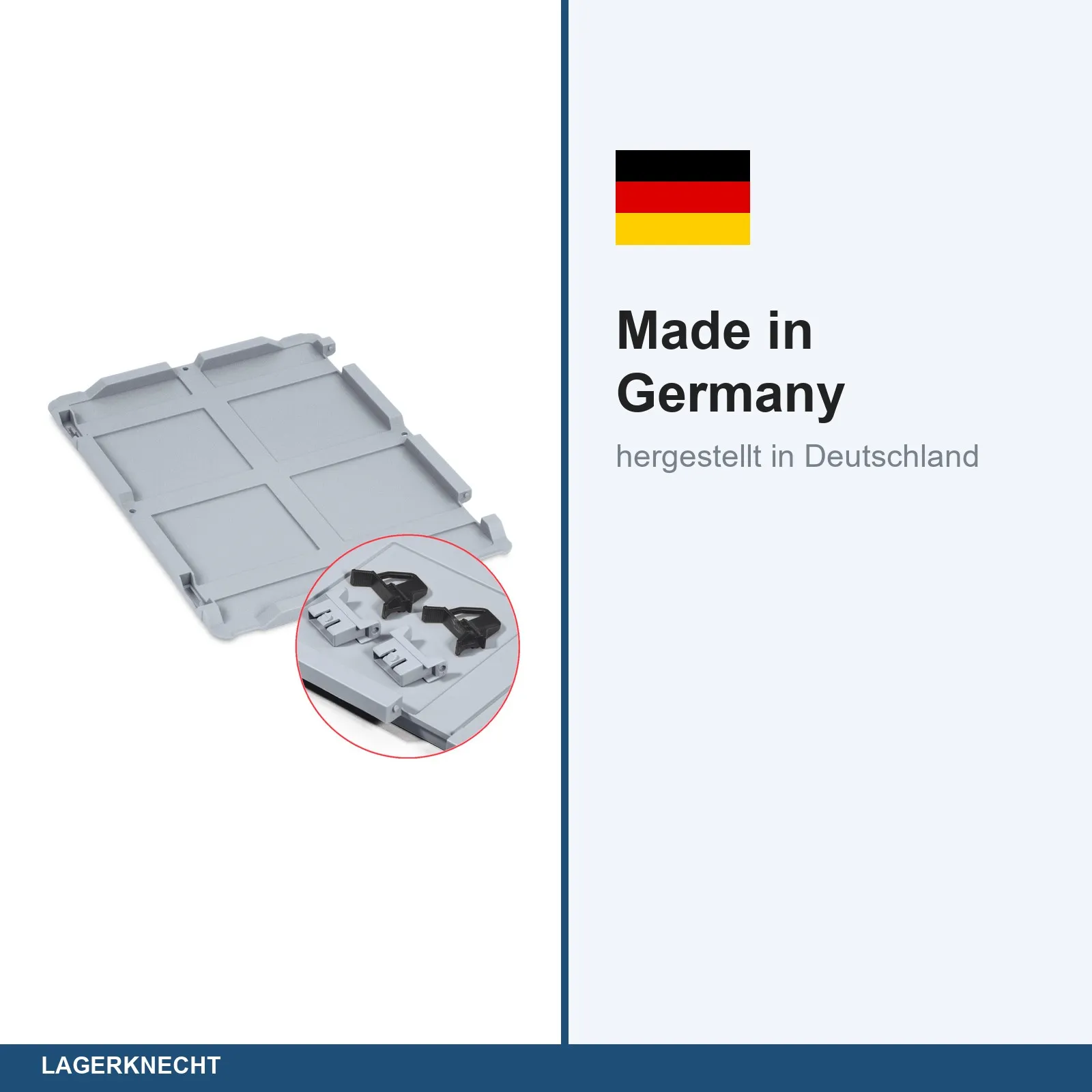 Scharnierdeckel Set Eurobox NextGen – 400 x 300, inkl. 2 schwarze Schiebeschnappverschlüsse