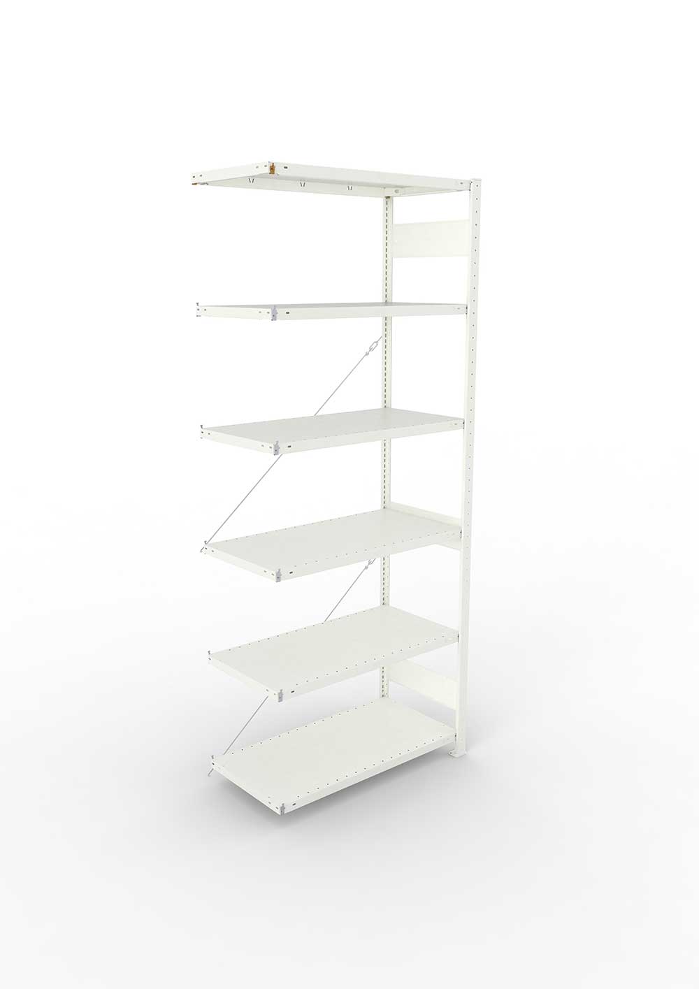 Metallregal Pro-Max Stecksystem Anbauregal – 250×100×50 cm, 150 kg, RAL 7035, 6 Böden