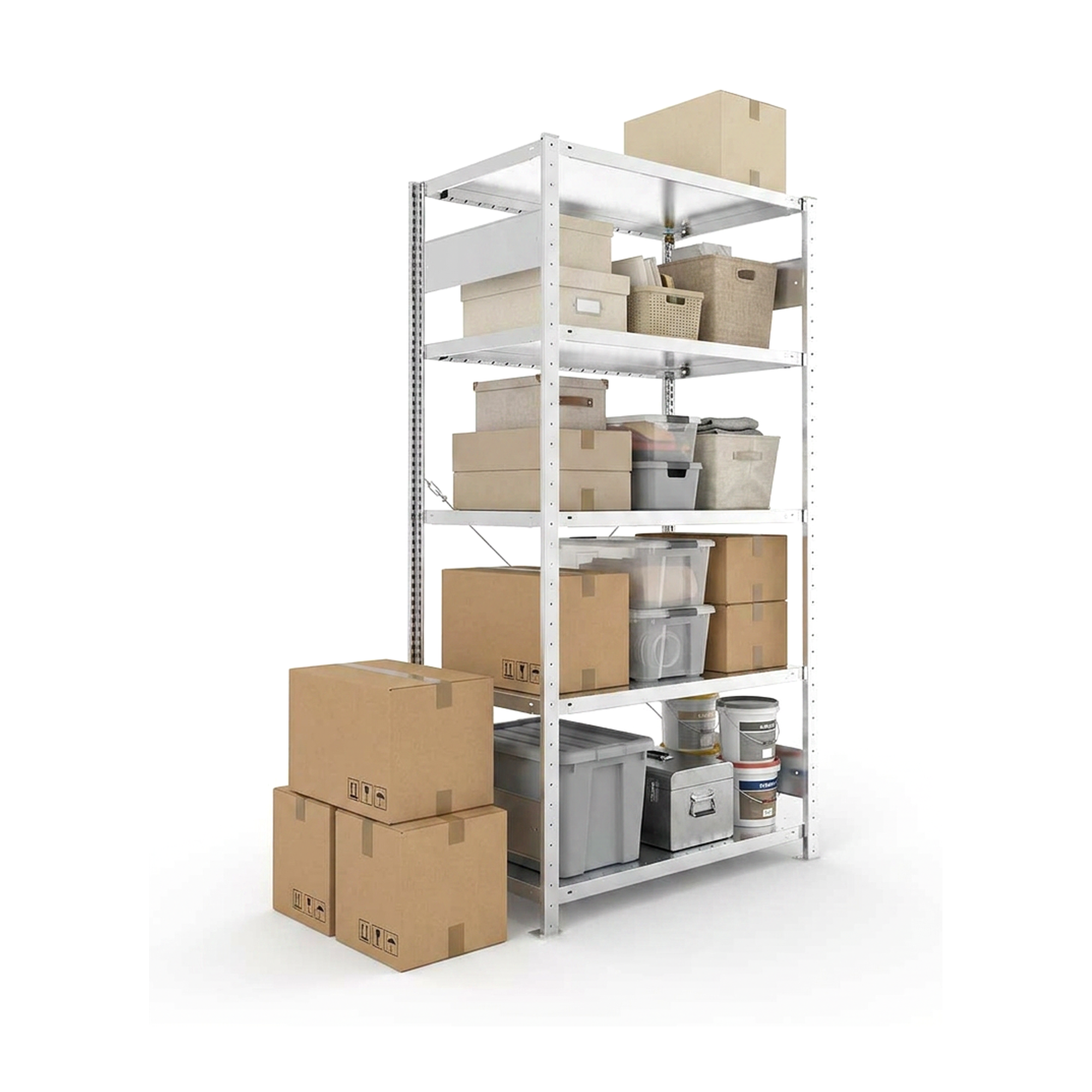 Kellerregal Pro-Flex Stecksystem Grundregal – 200×100×60 cm, 230 kg, verzinkt, 5 Böden