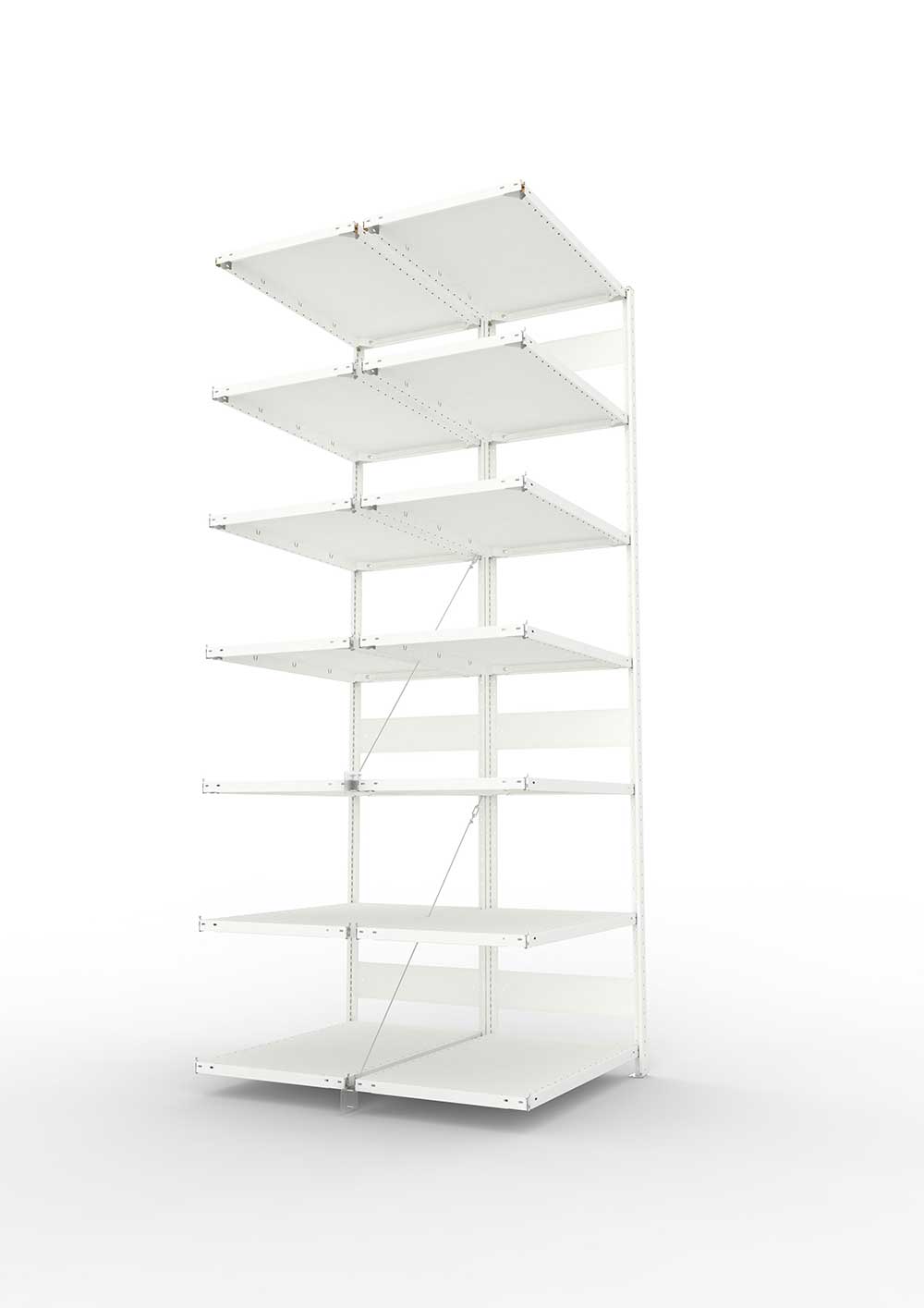 Metallregal Pro-Max Stecksystem Doppelanbauregal – 300×100×60 cm, 150 kg, RAL 7035