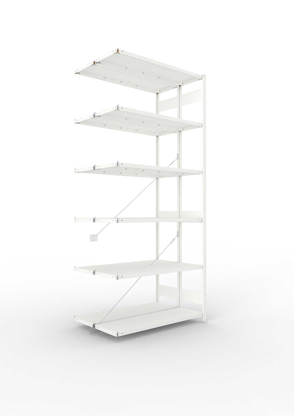Metallregal Pro-Max Stecksystem Doppelanbauregal – 300×130×40 cm, 230 kg, RAL 7035