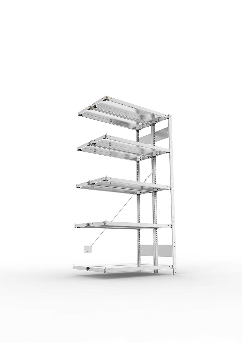 Metallregal Pro-Max Stecksystem Doppelanbauregal – 200×100×30 cm, 150 kg, verzinkt