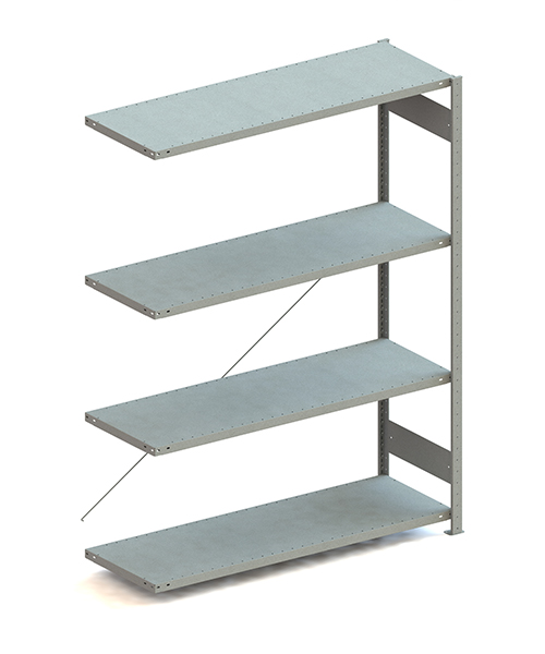 Metallregal Pro-Max Stecksystem Anbauregal – 200×150×50 cm, 200 kg, verzinkt, 4 Böden