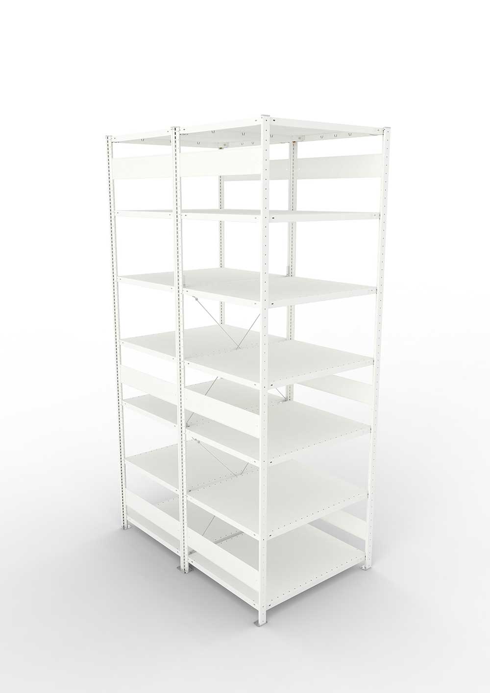 Metallregal Pro-Max Stecksystem Doppelgrundregal – 300×100×80 cm, 230 kg, RAL 7035