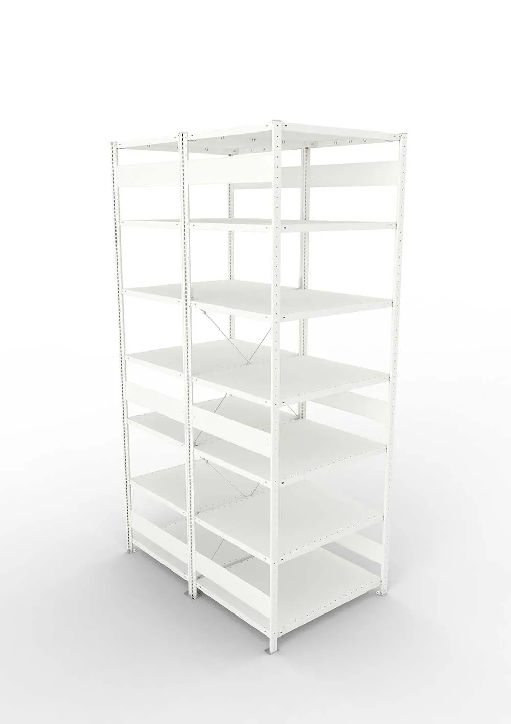 Metallregal Pro-Max Stecksystem Doppelgrundregal – 300×100×80 cm, 230 kg, RAL 7035
