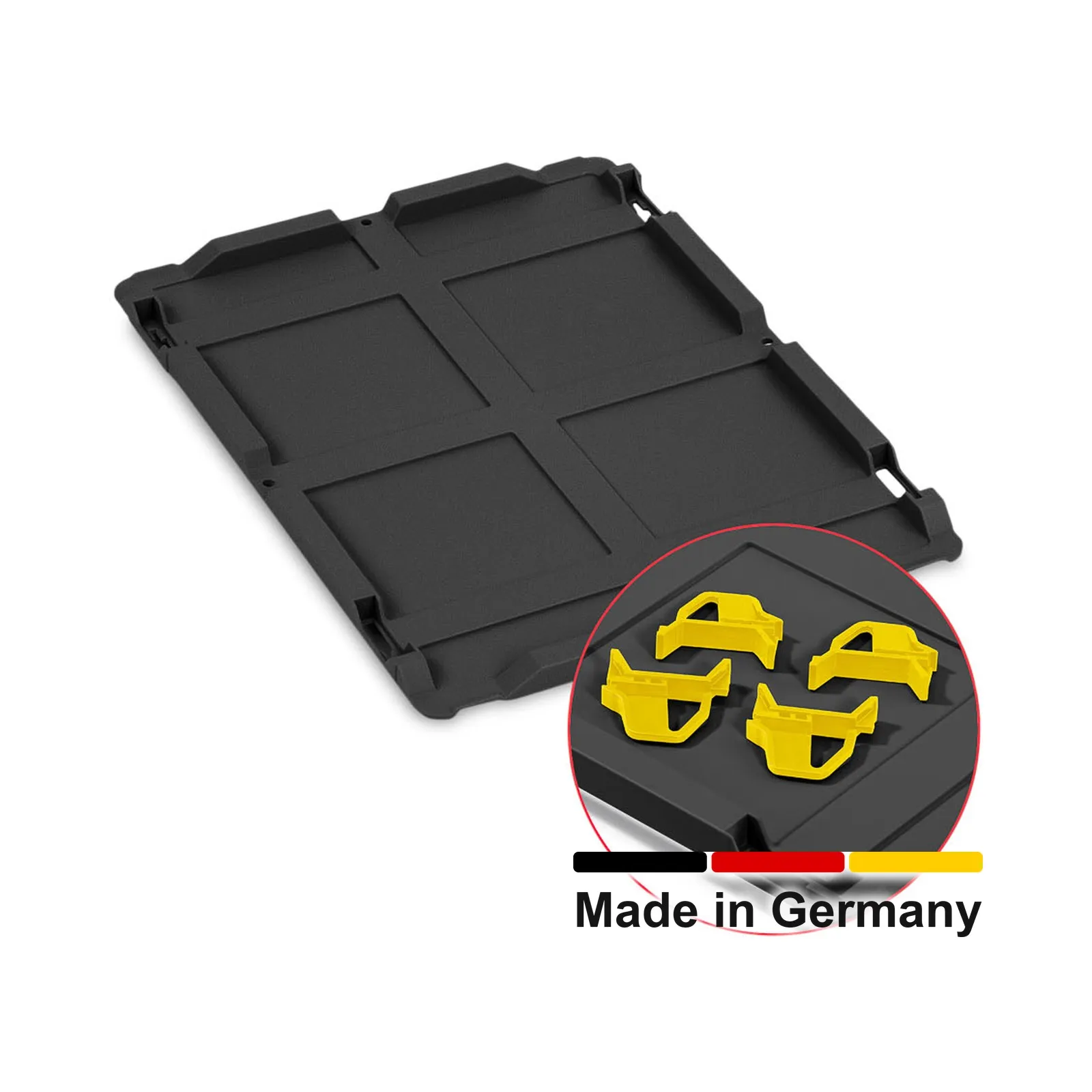 Auflagedeckel Set 400 x 300 für Eurobox NextGen 2.0 Cycle - Anthrazit - inkl. 4 gelbe Schiebeschnappverschlüsse