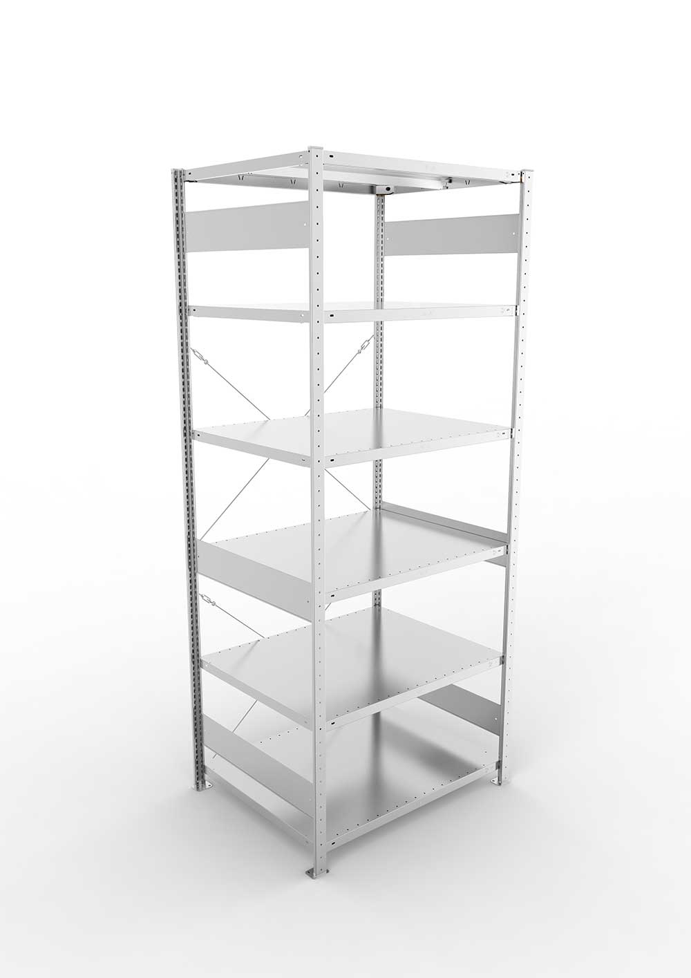 Metallregal Pro-Max Stecksystem Grundregal – 250×100×80 cm, 330 kg, verzinkt, 6 Böden