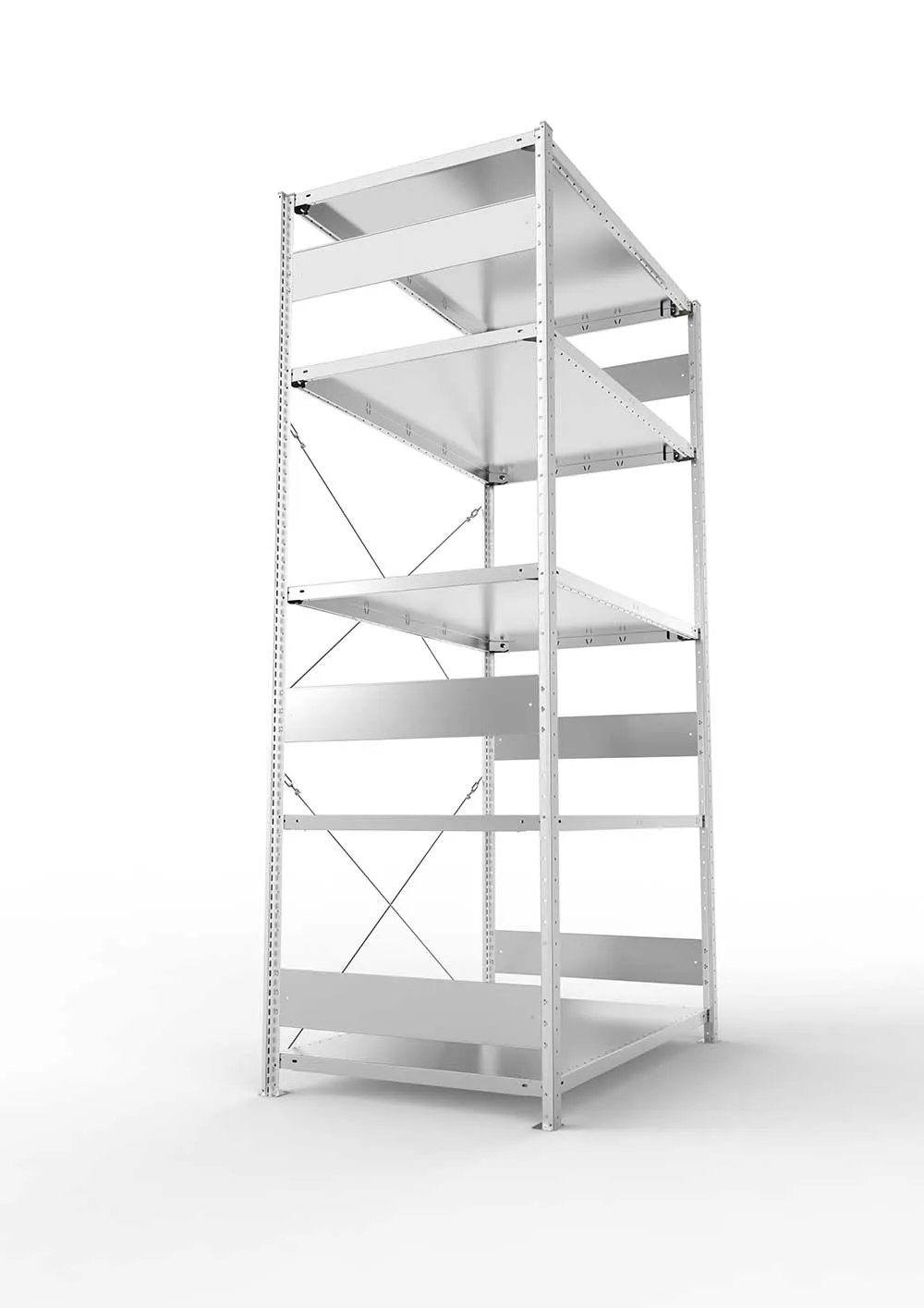 Kellerregal Pro-Flex Stecksystem Grundregal – 250×130×80 cm, 230 kg, verzinkt, 5 Böden