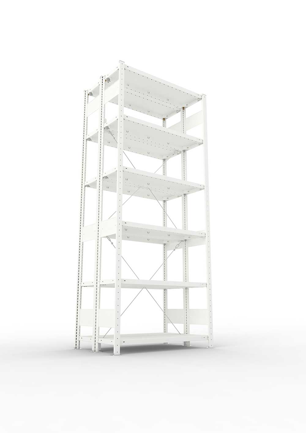 Metallregal Pro-Max Stecksystem Doppelgrundregal – 250×100×30 cm, 150 kg, RAL 7035