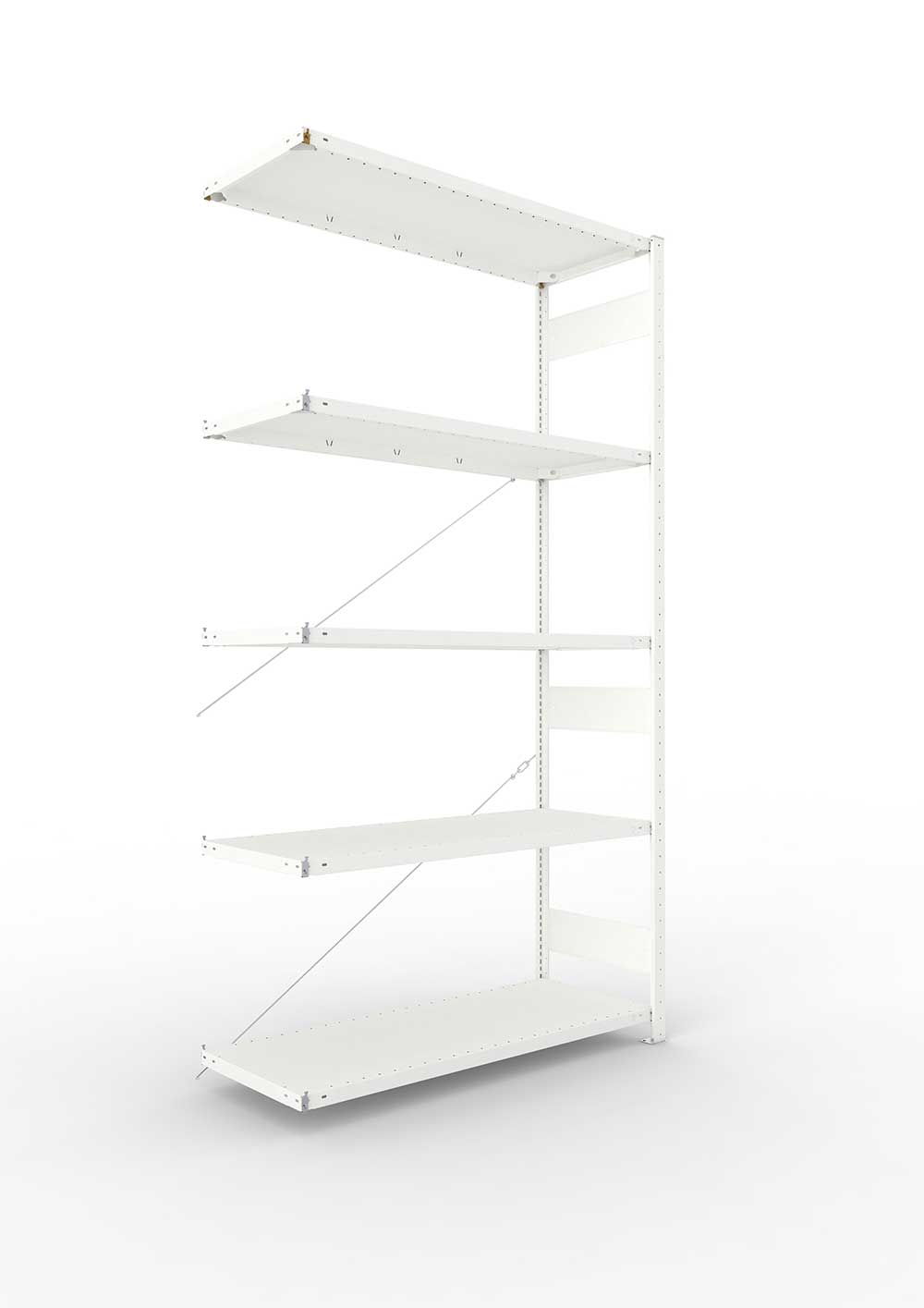 Metallregal Pro-Max Stecksystem Anbauregal – 250×130×50 cm, 230 kg, RAL 7035, 5 Böden