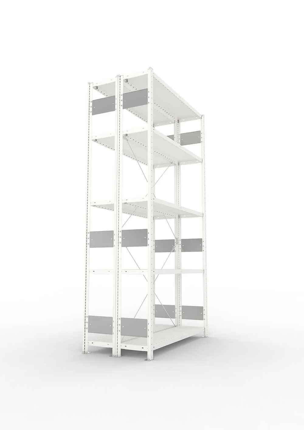 Metallregal Pro-Flex Stecksystem Doppelgrundregal – 250×130×30 cm, 230 kg, RAL 7035