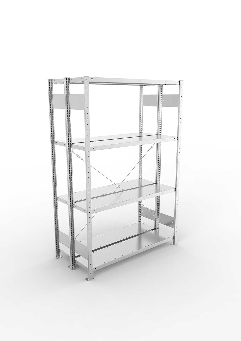 Metallregal Pro-Max Stecksystem Doppelgrundregal – 200×130×30 cm, 230 kg, verzinkt