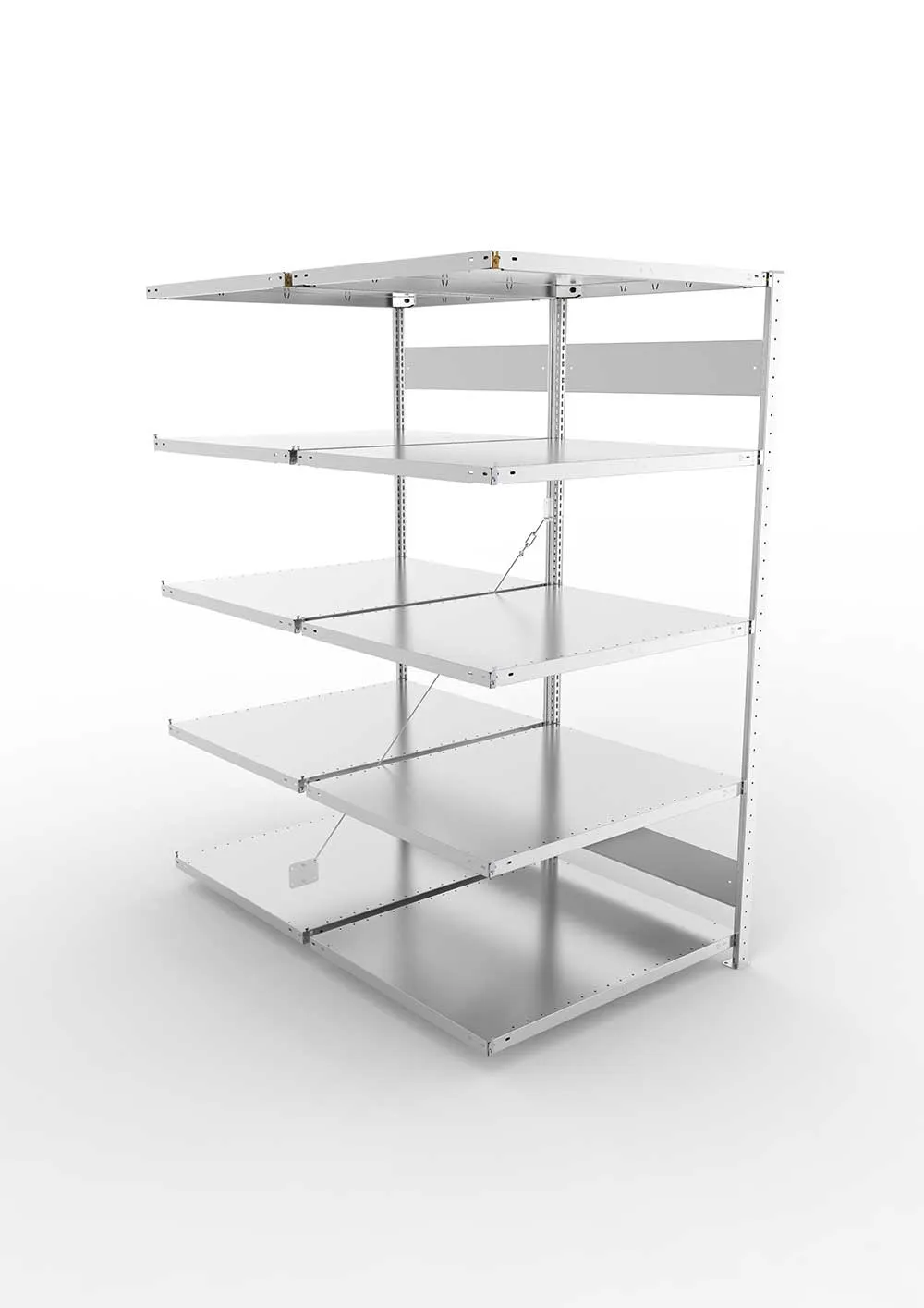 Metallregal Pro-Flex Stecksystem Doppelanbauregal – 200×100×80 cm, 230 kg, verzinkt