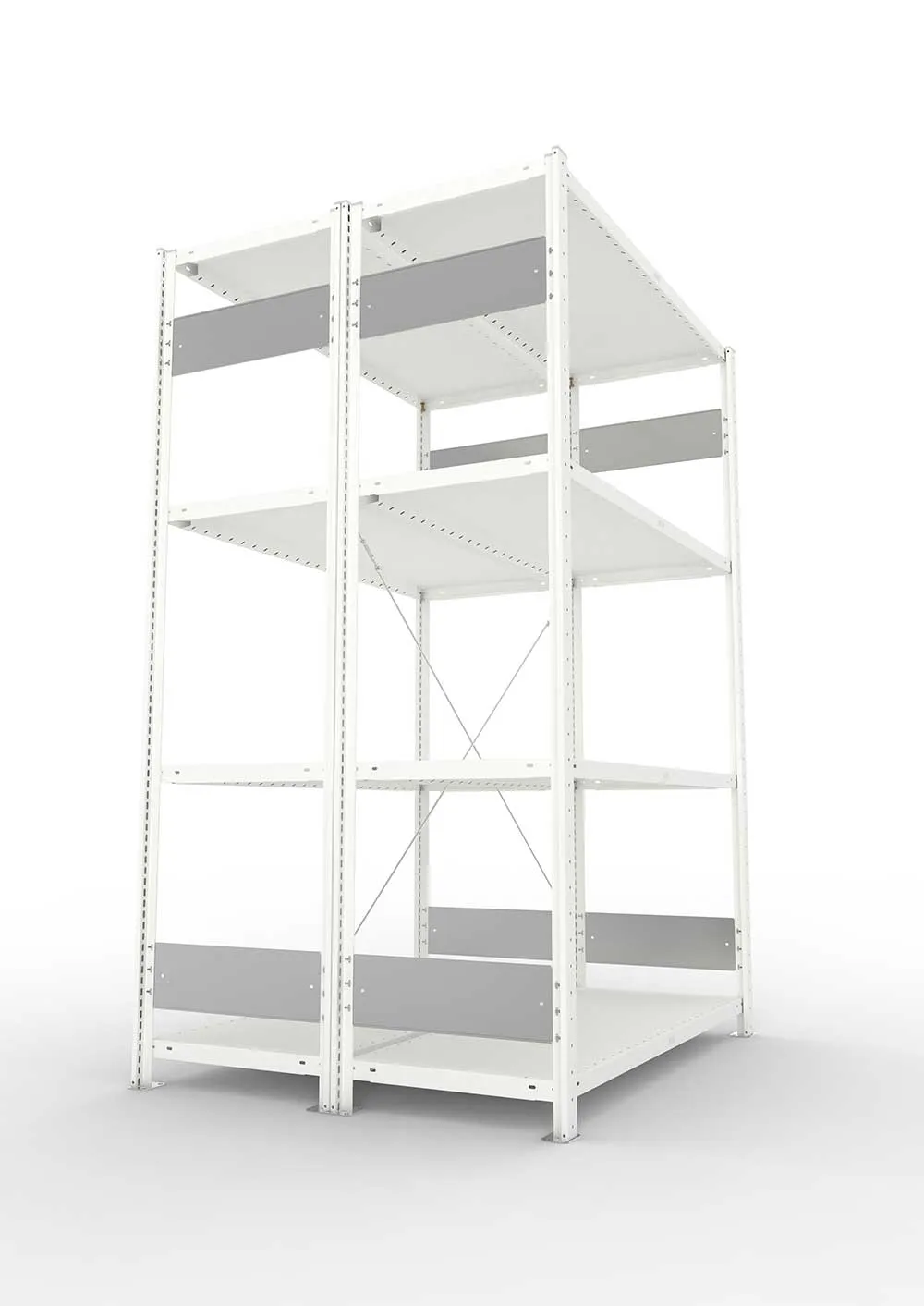 Metallregal Pro-Flex Stecksystem Doppelgrundregal – 200×130×50 cm, 230 kg, RAL 7035